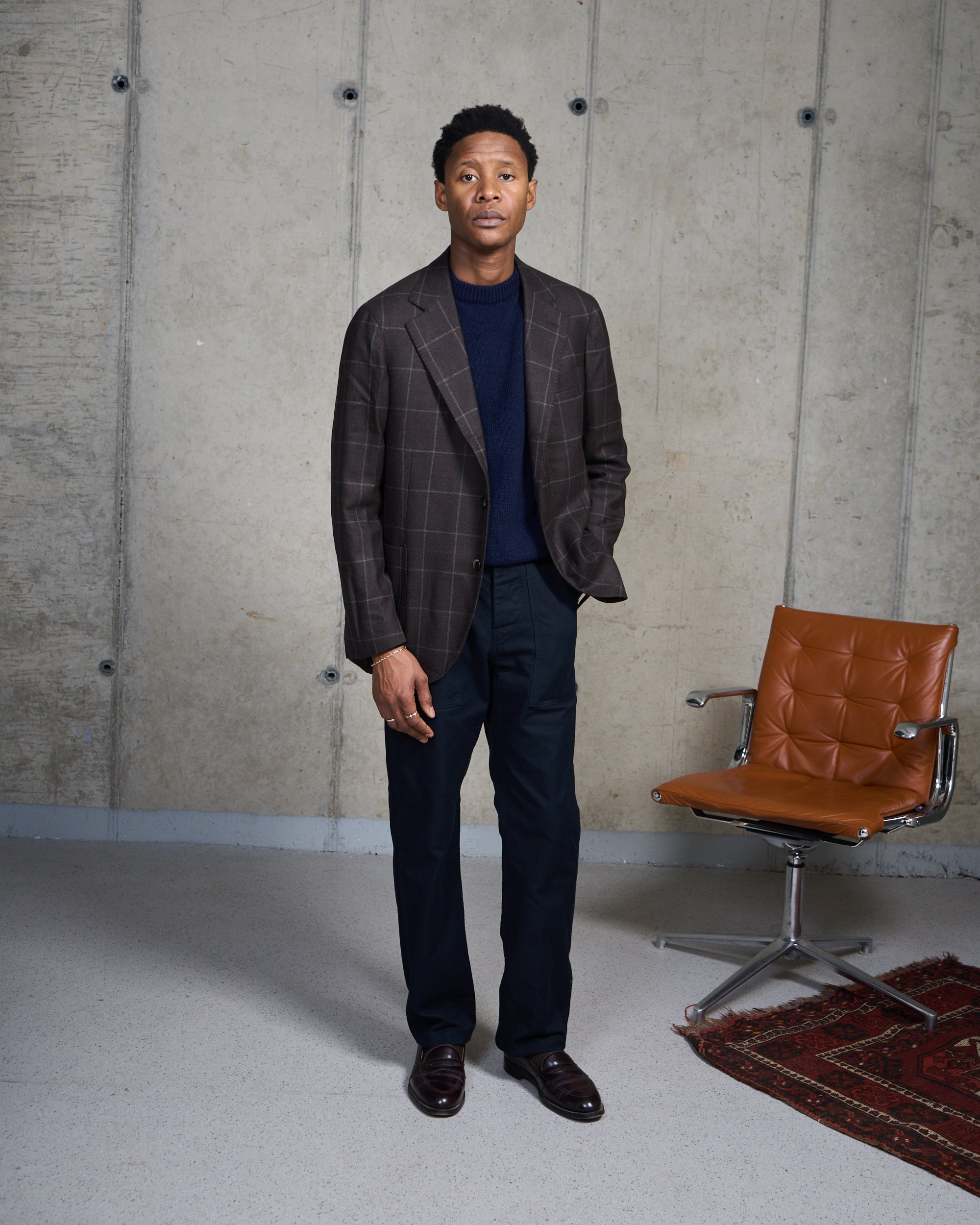 High Rise Japanese Fatigue Pant - Navy Cotton Twill