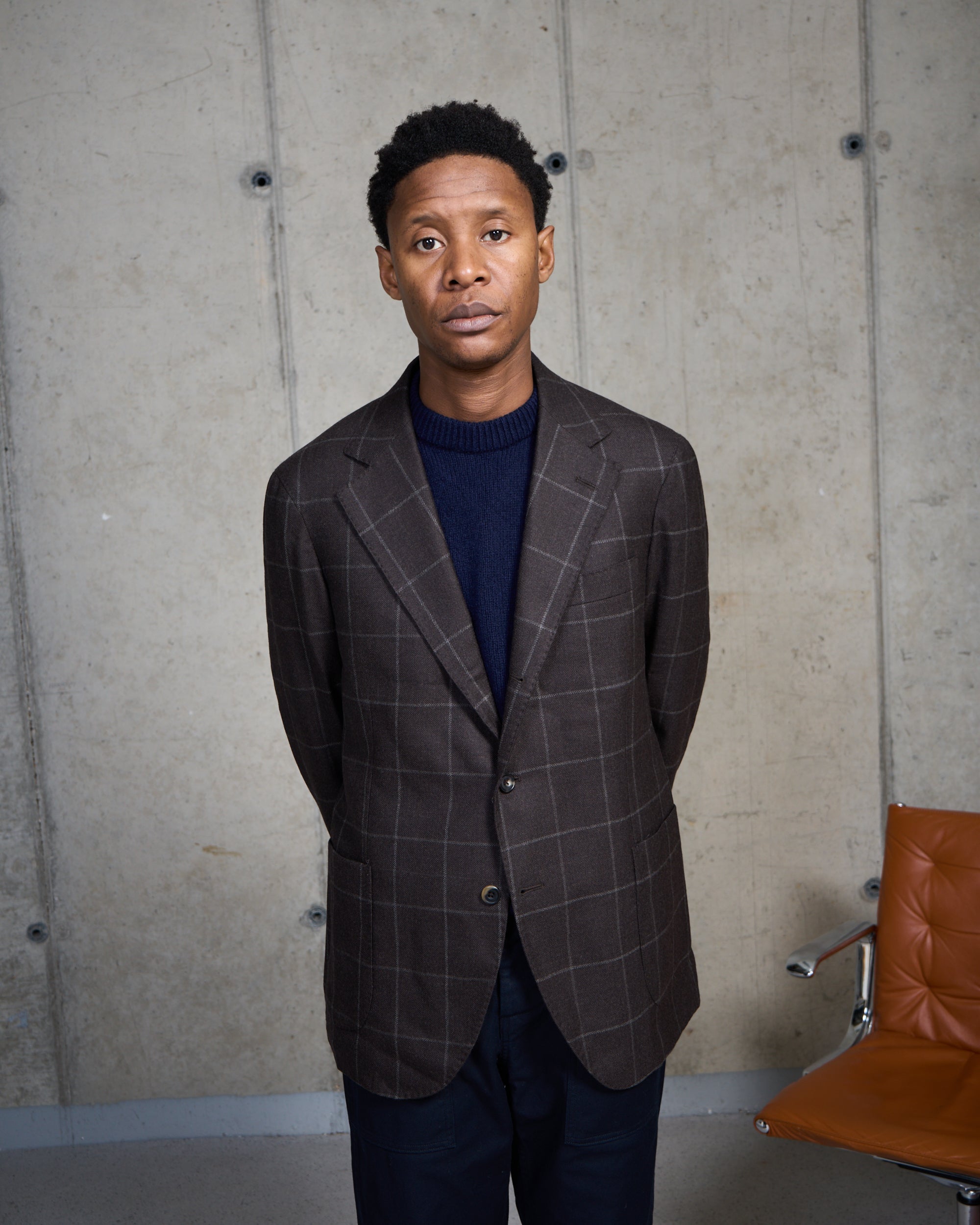 Sport Jacket -  Dark Brown Windowpane Wool Cashmere