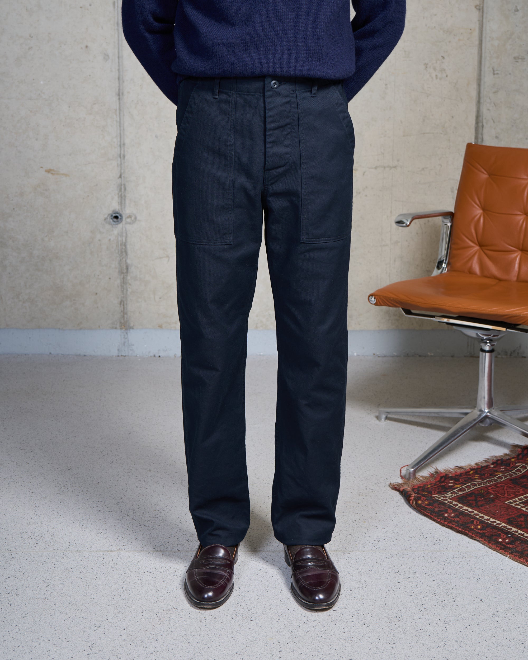 High Rise Japanese Fatigue Pant - Navy Cotton Twill