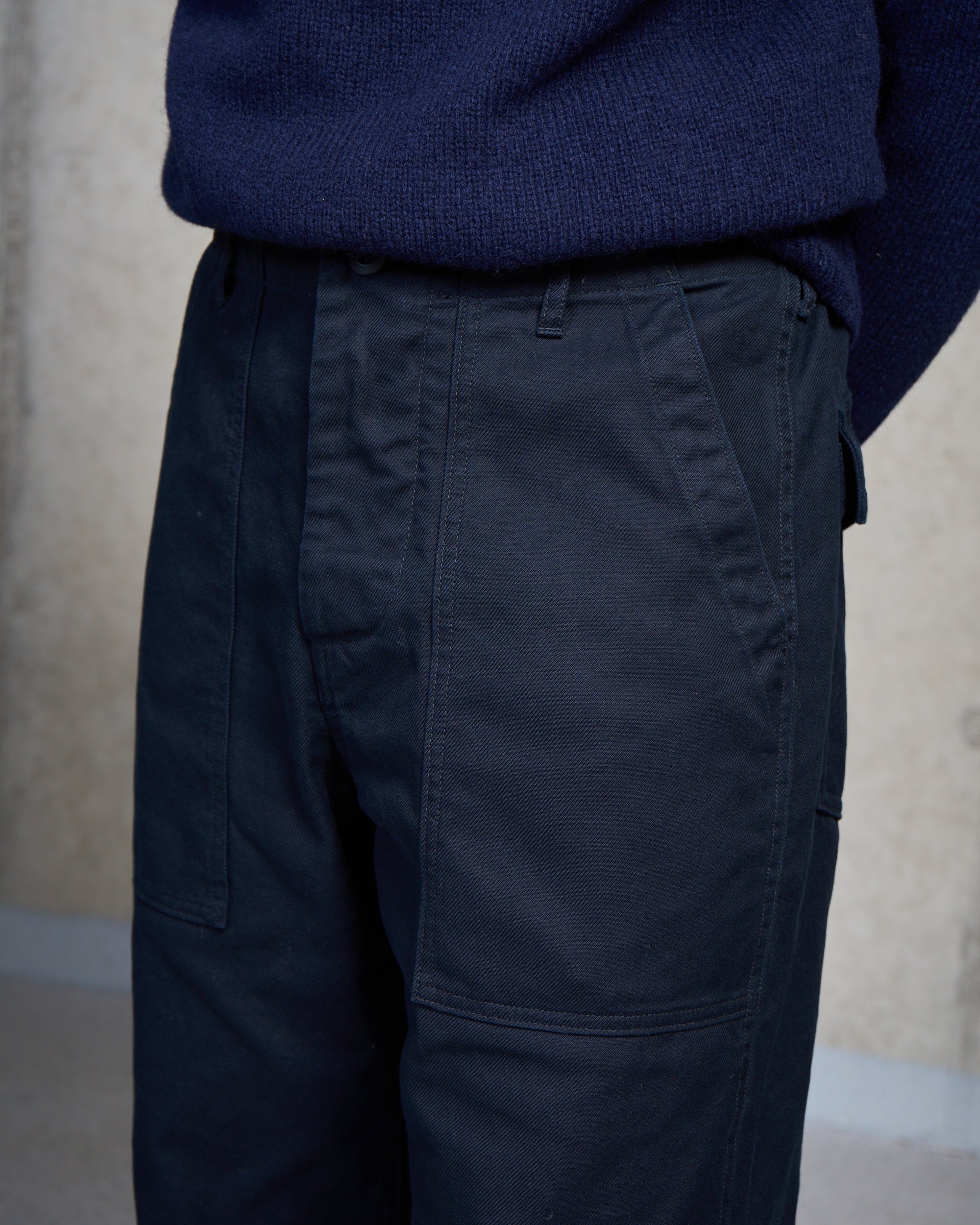 High Rise Japanese Fatigue Pant - Navy Cotton Twill