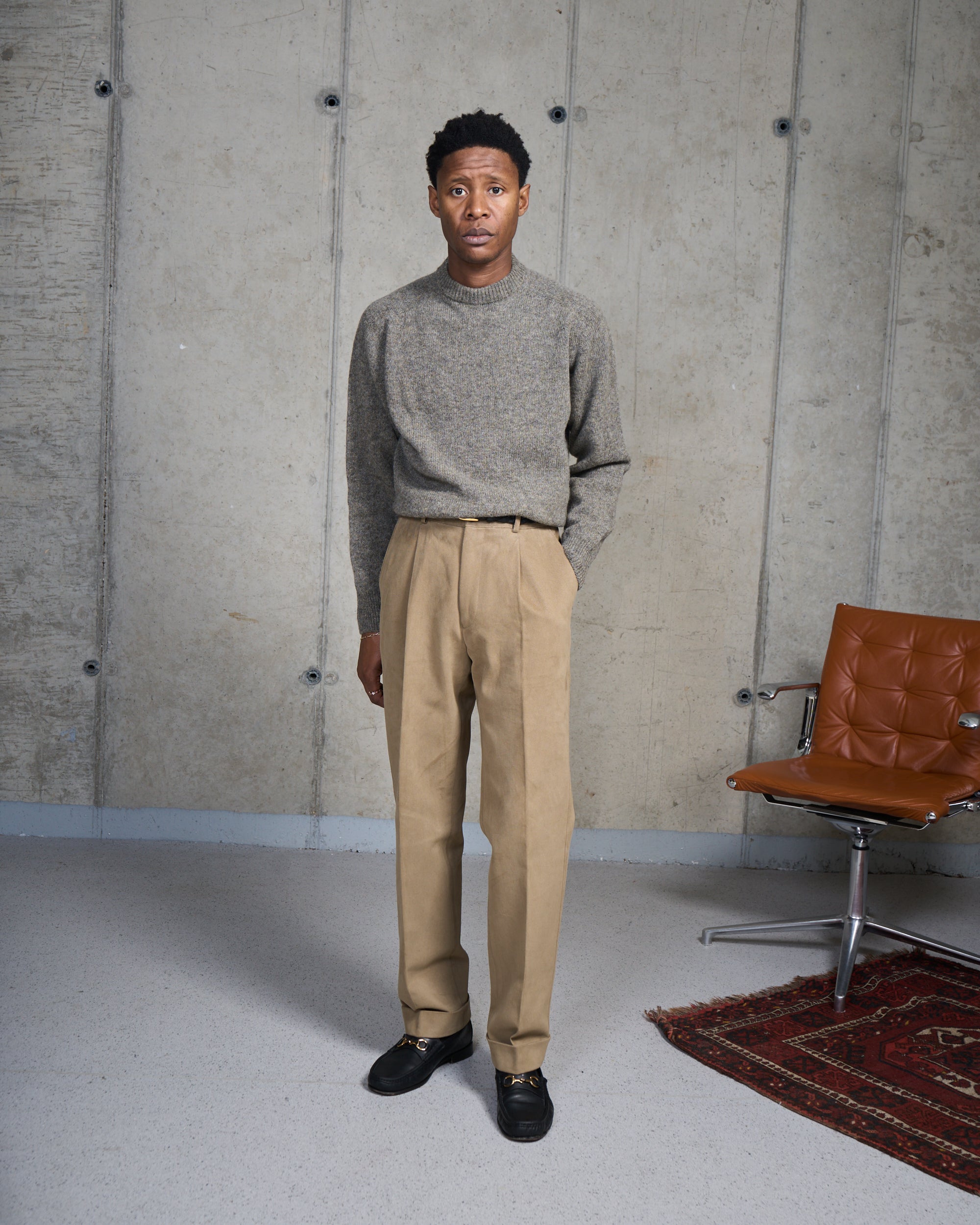 Shetland Wool Crew Neck Sweater - Fossil