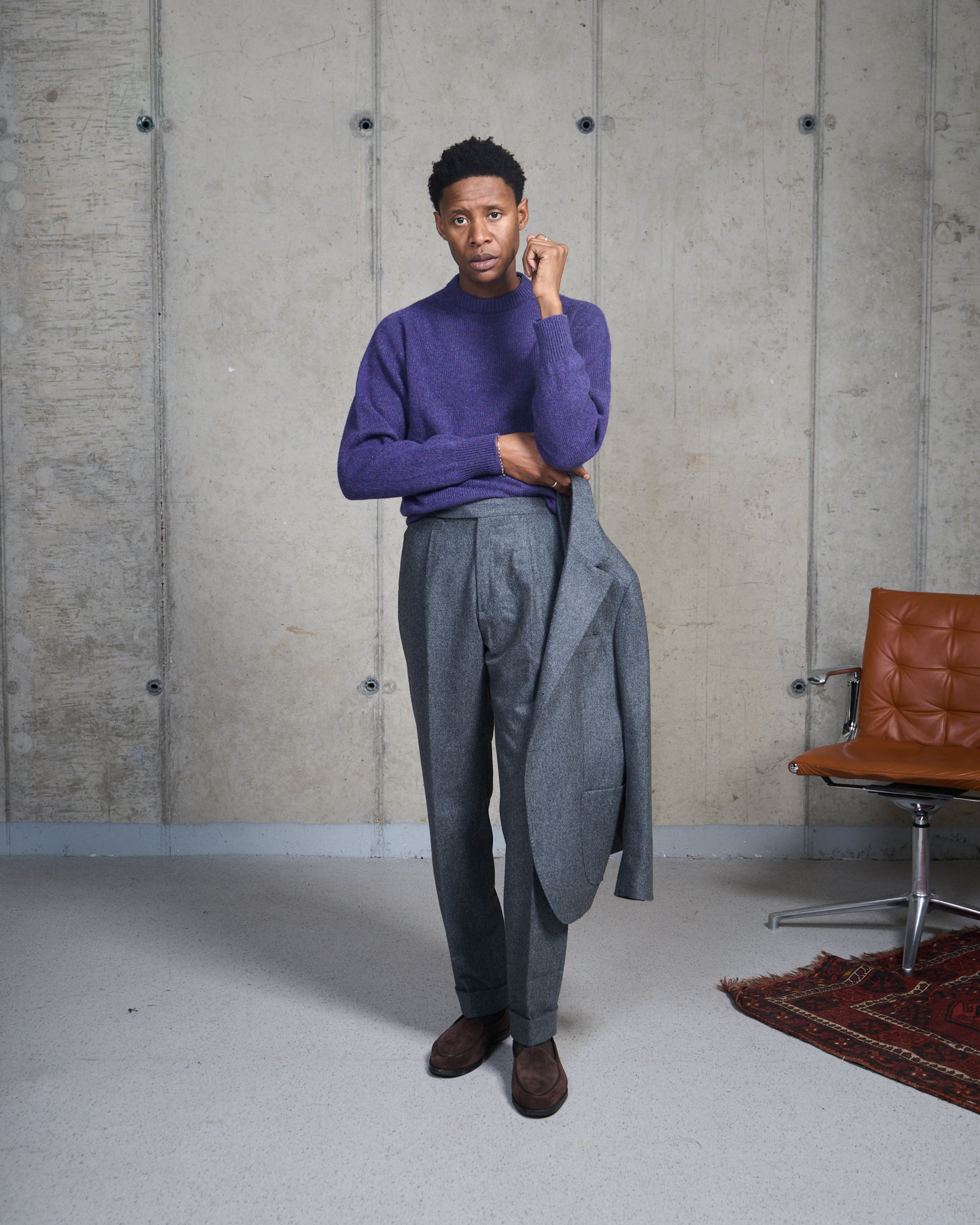 Shetland Wool Crew Neck Sweater - Iris