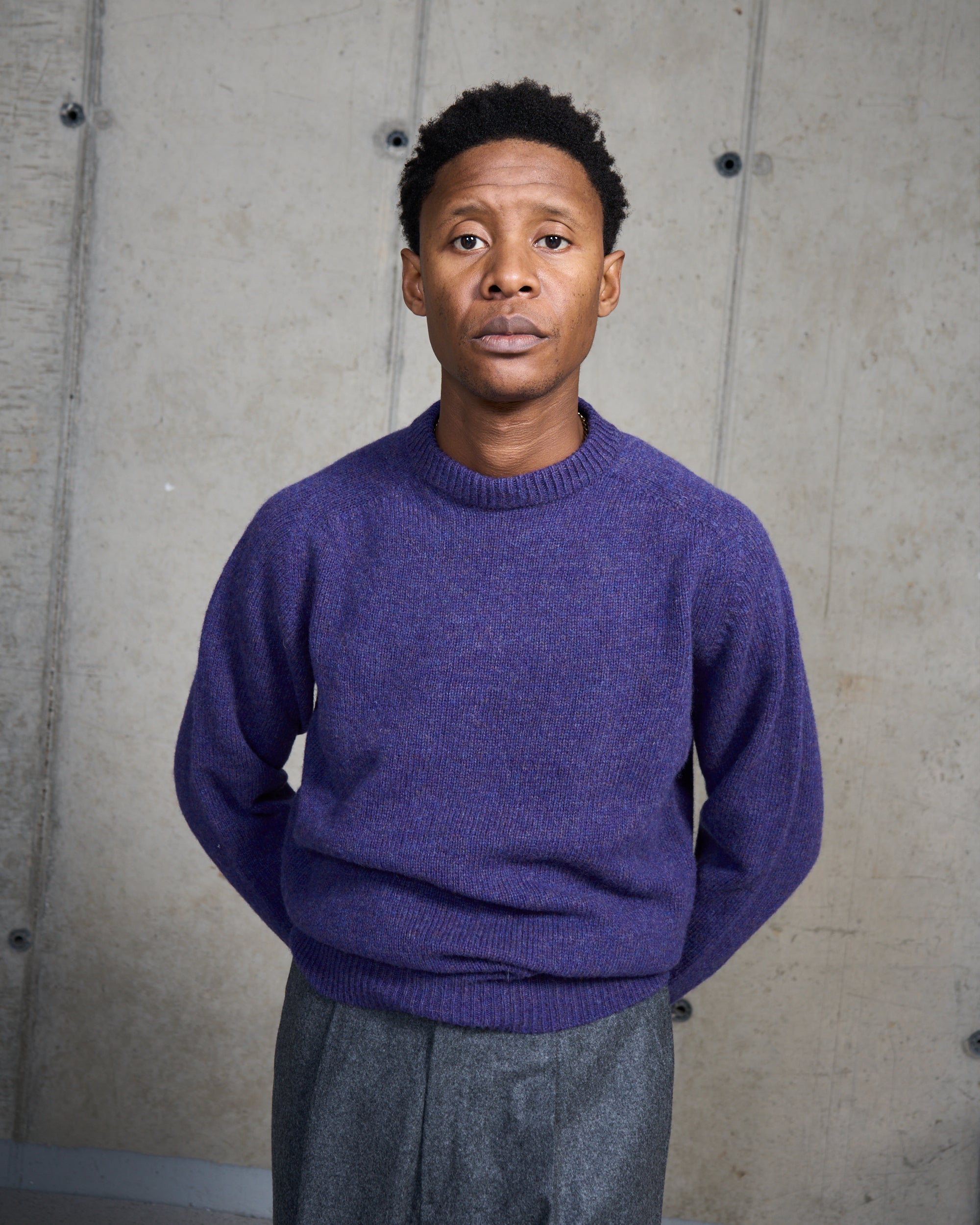 Shetland Wool Crew Neck Sweater - Iris