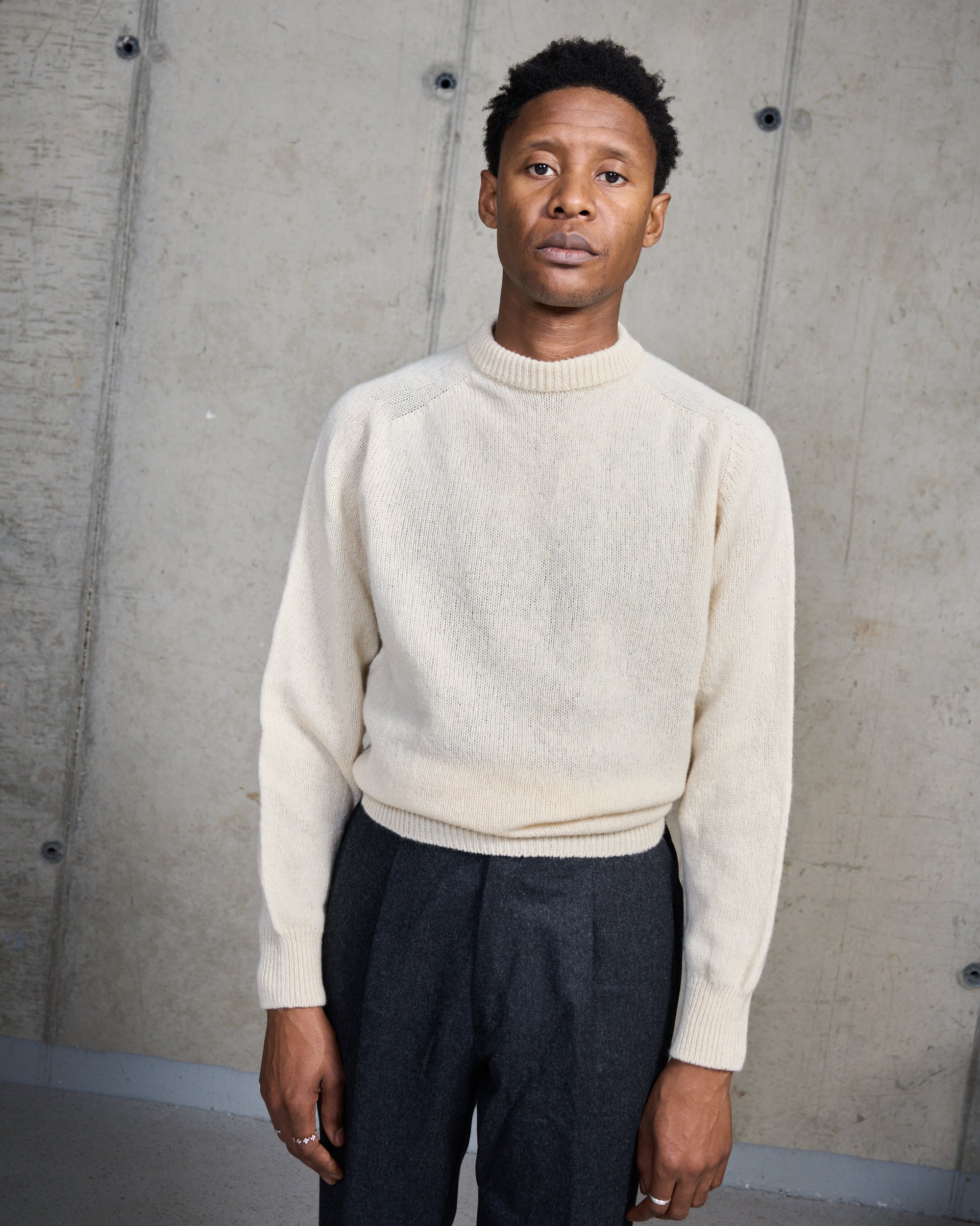 Shetland Wool Crew Neck Sweater - Vanilla