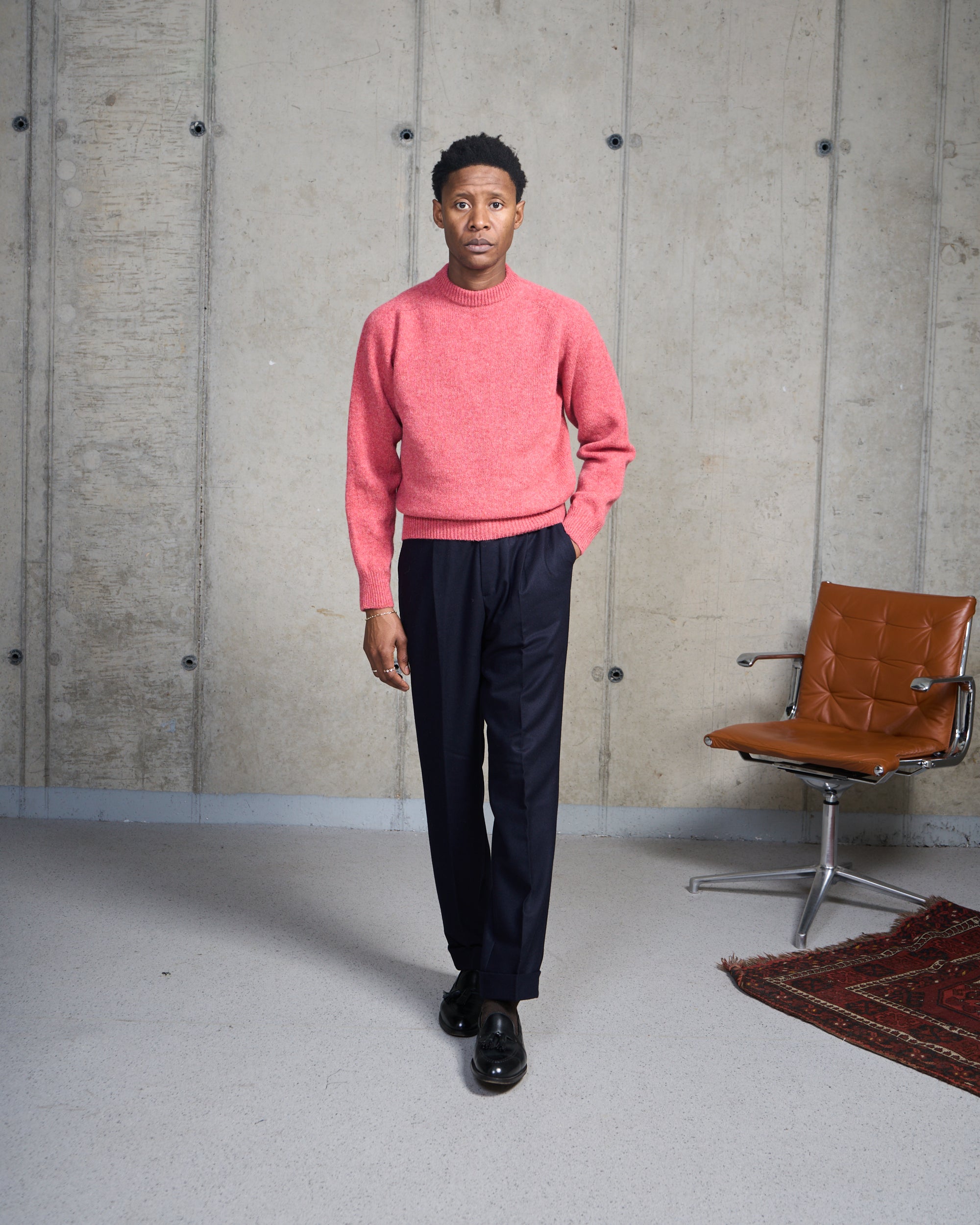 Shetland Wool Crew Neck Sweater - Rose