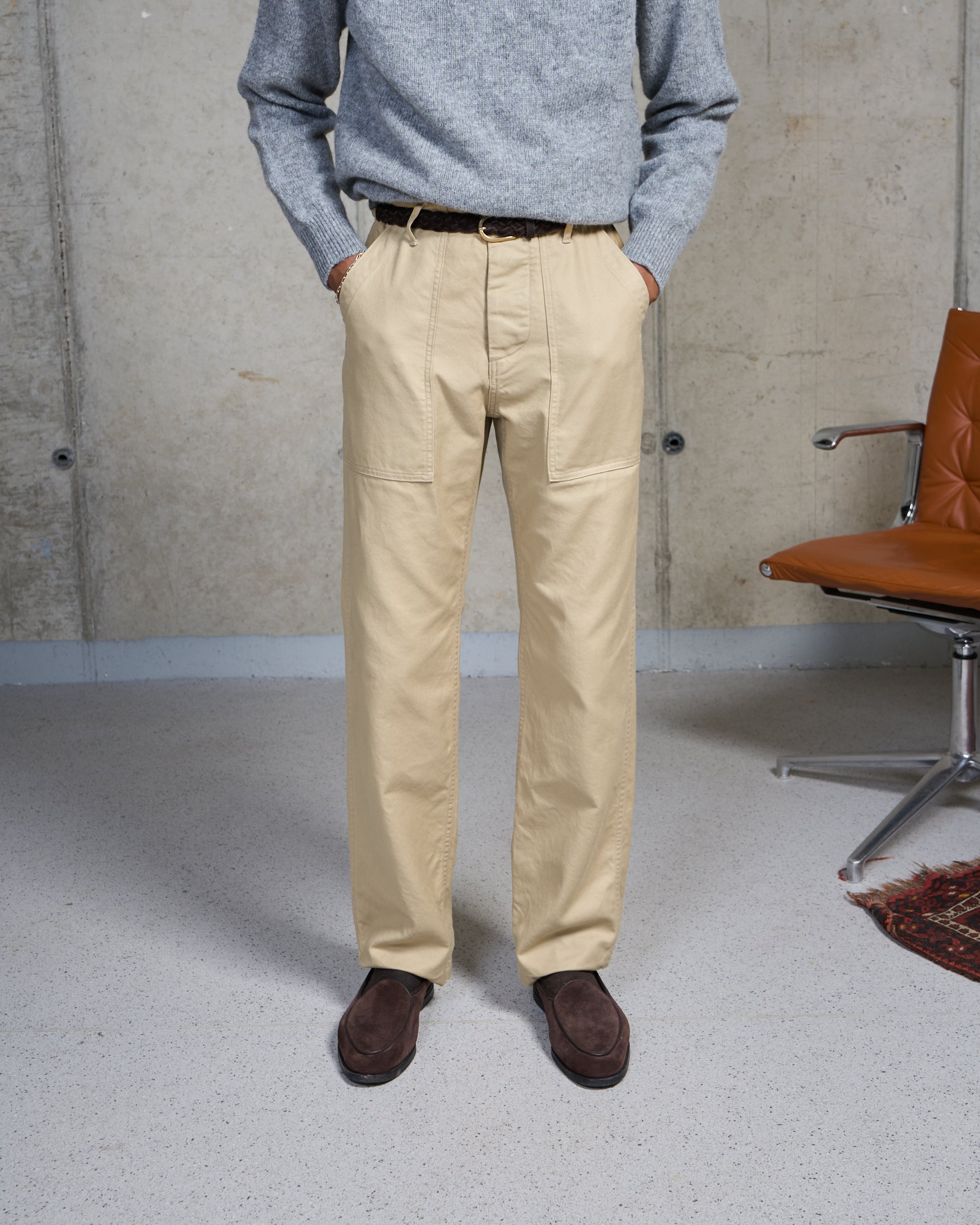 High Rise Japanese Fatigue Pant - Sand Cotton Twill