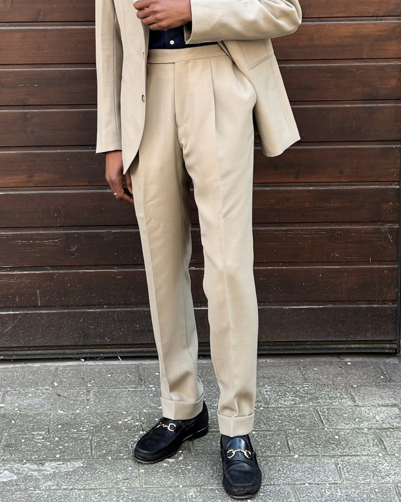 Single Pleat Trouser - Taupe Tropical Wool