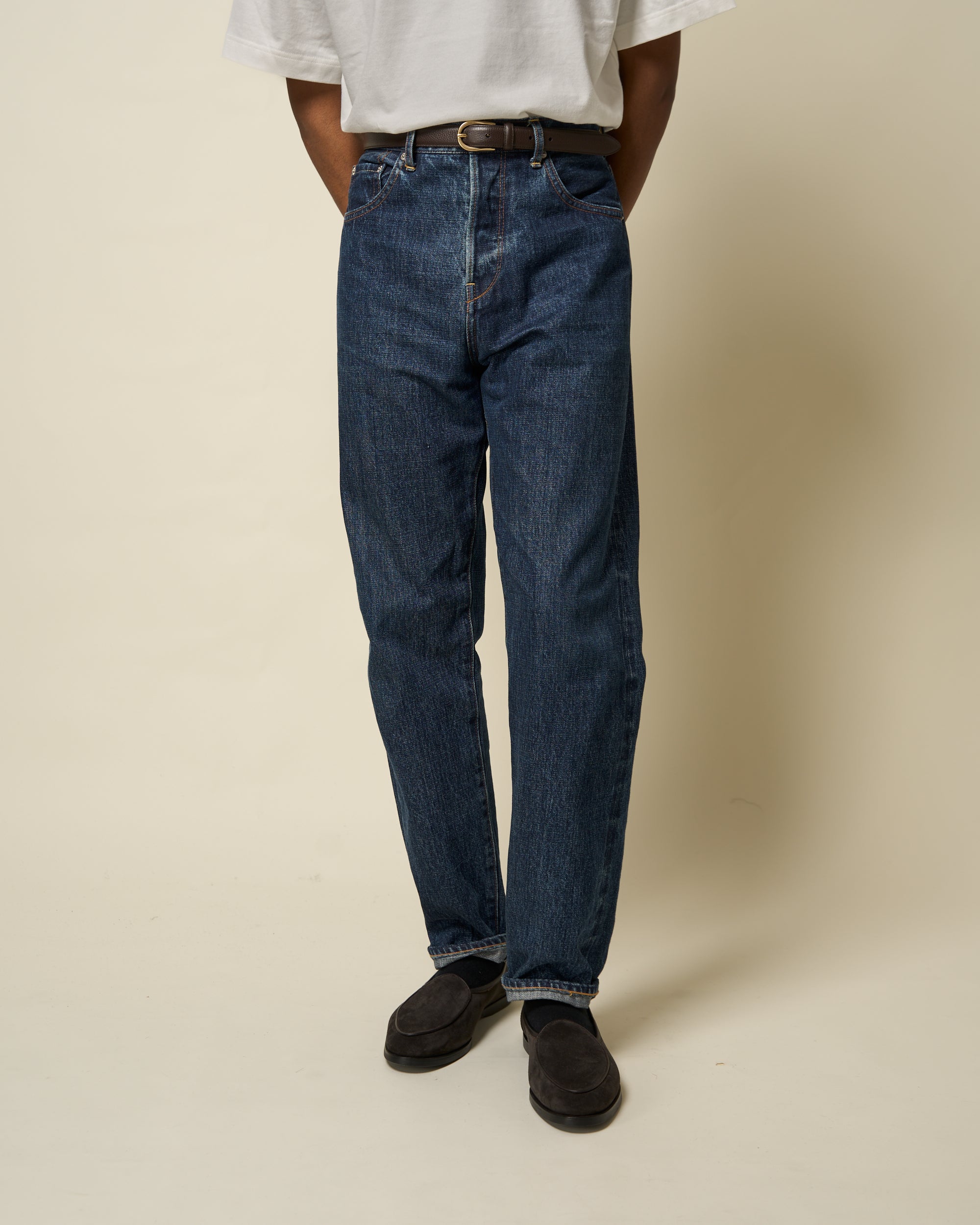 Straight Leg Japanese Selvedge Denim - Mid Blue Wash