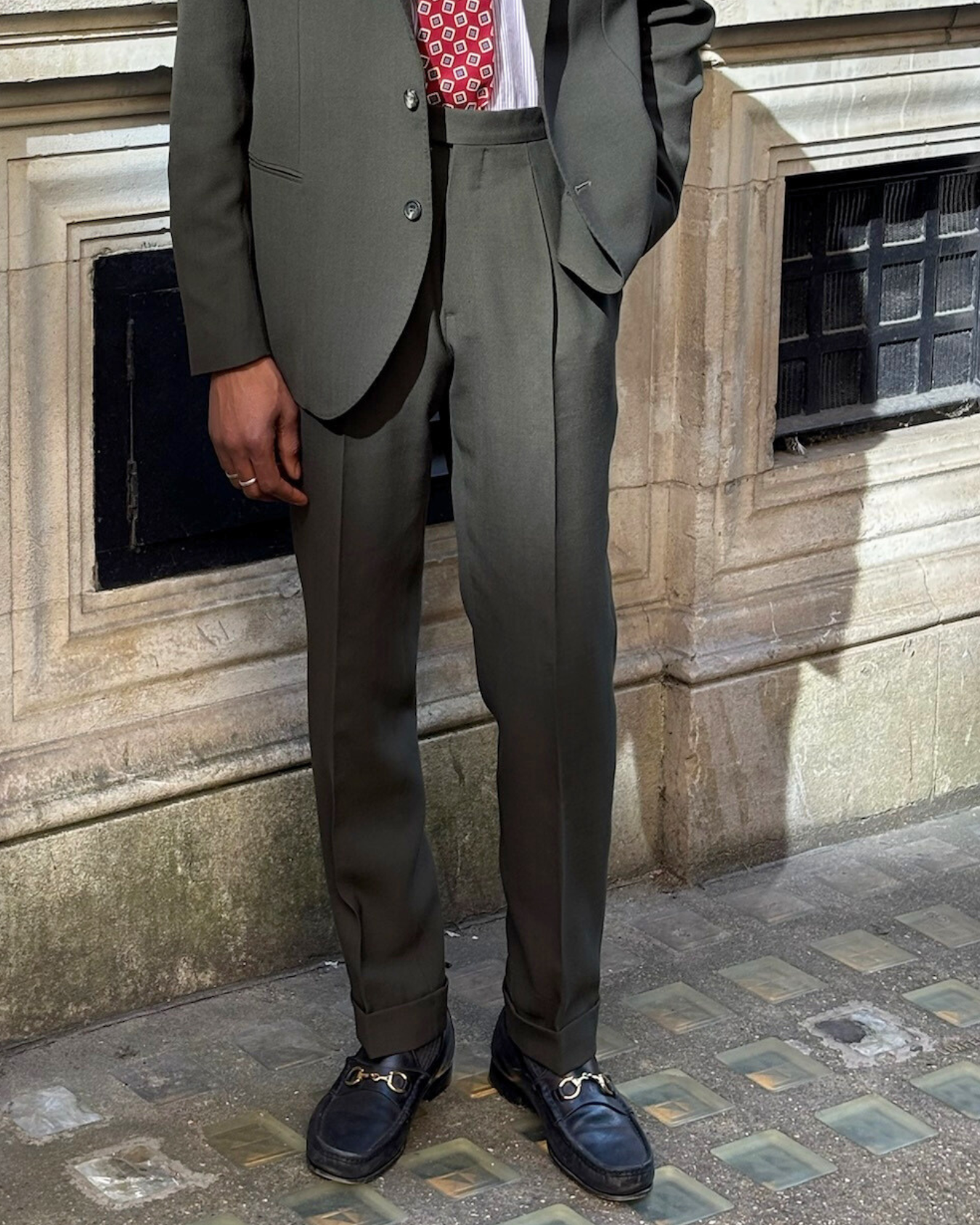 Single Pleat Trouser - Dark Olive Tropical Wool