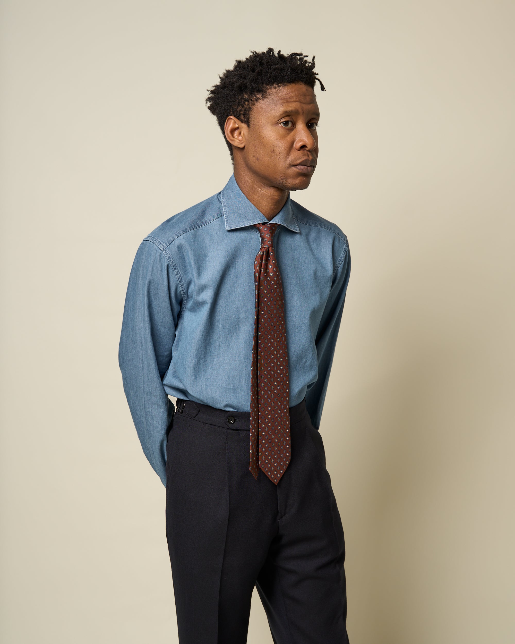 Spread Collar Shirt - Wash Denim