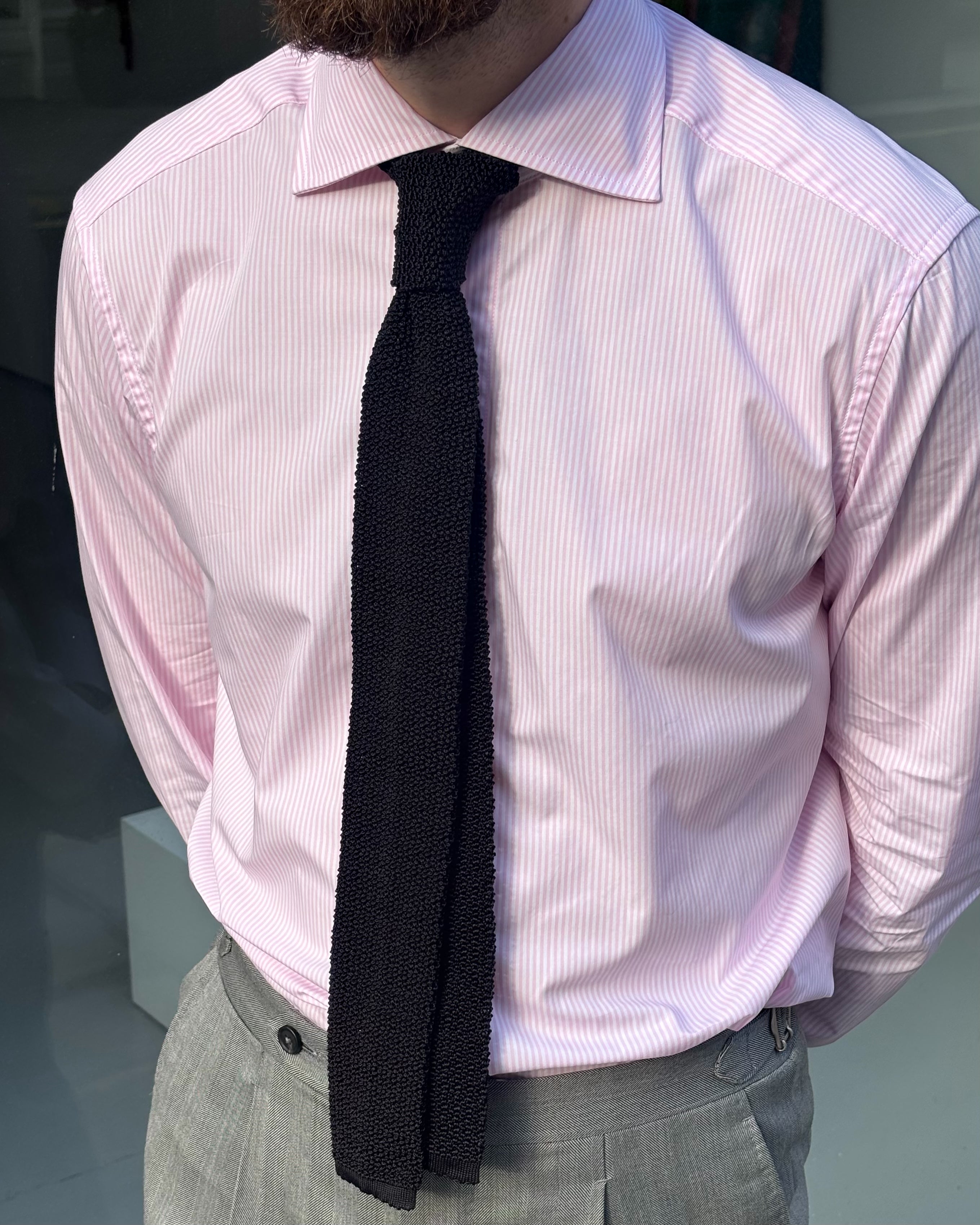 Shibumi Firenze - Crunchy Silk Knit Tie - Black