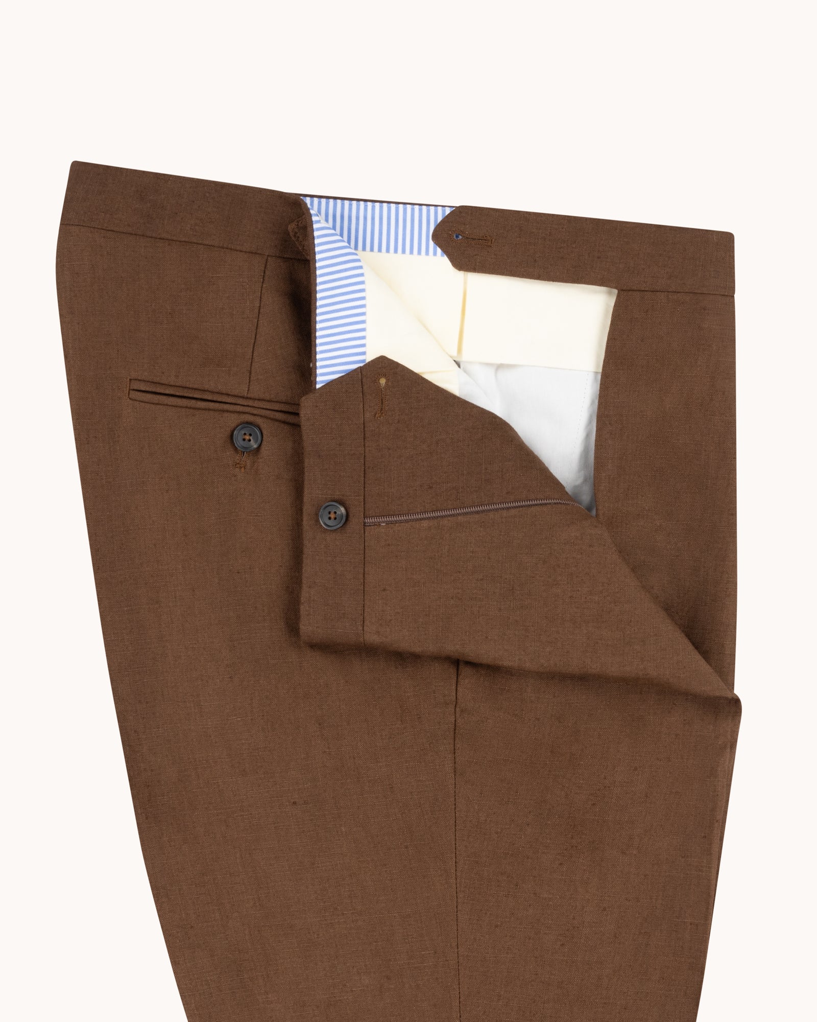 Single Pleat Trouser - Tobacco Brown Linen