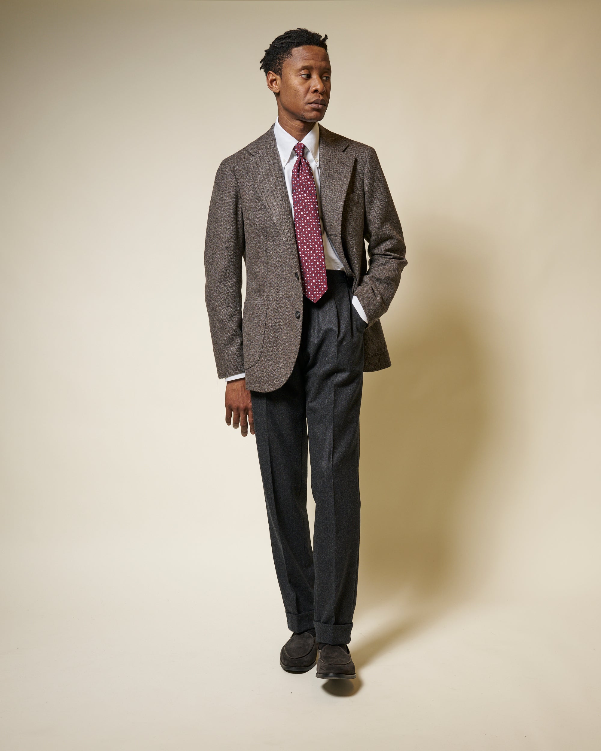 Sport Jacket - Mole Brown Herringbone Wool Tweed