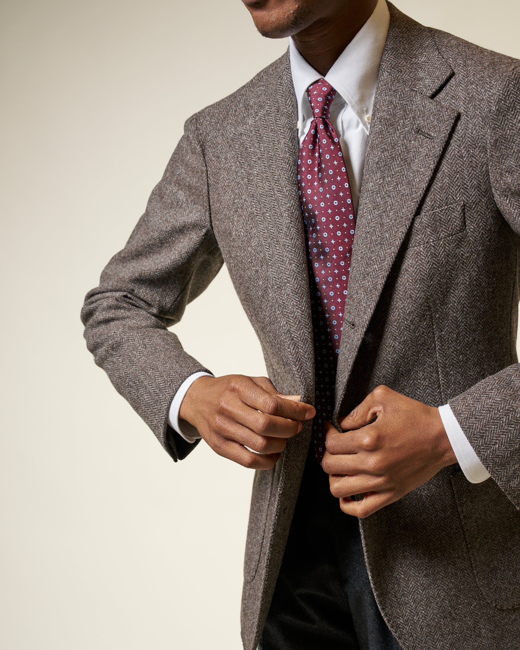 Sport Jacket - Mole Brown Herringbone Wool Tweed