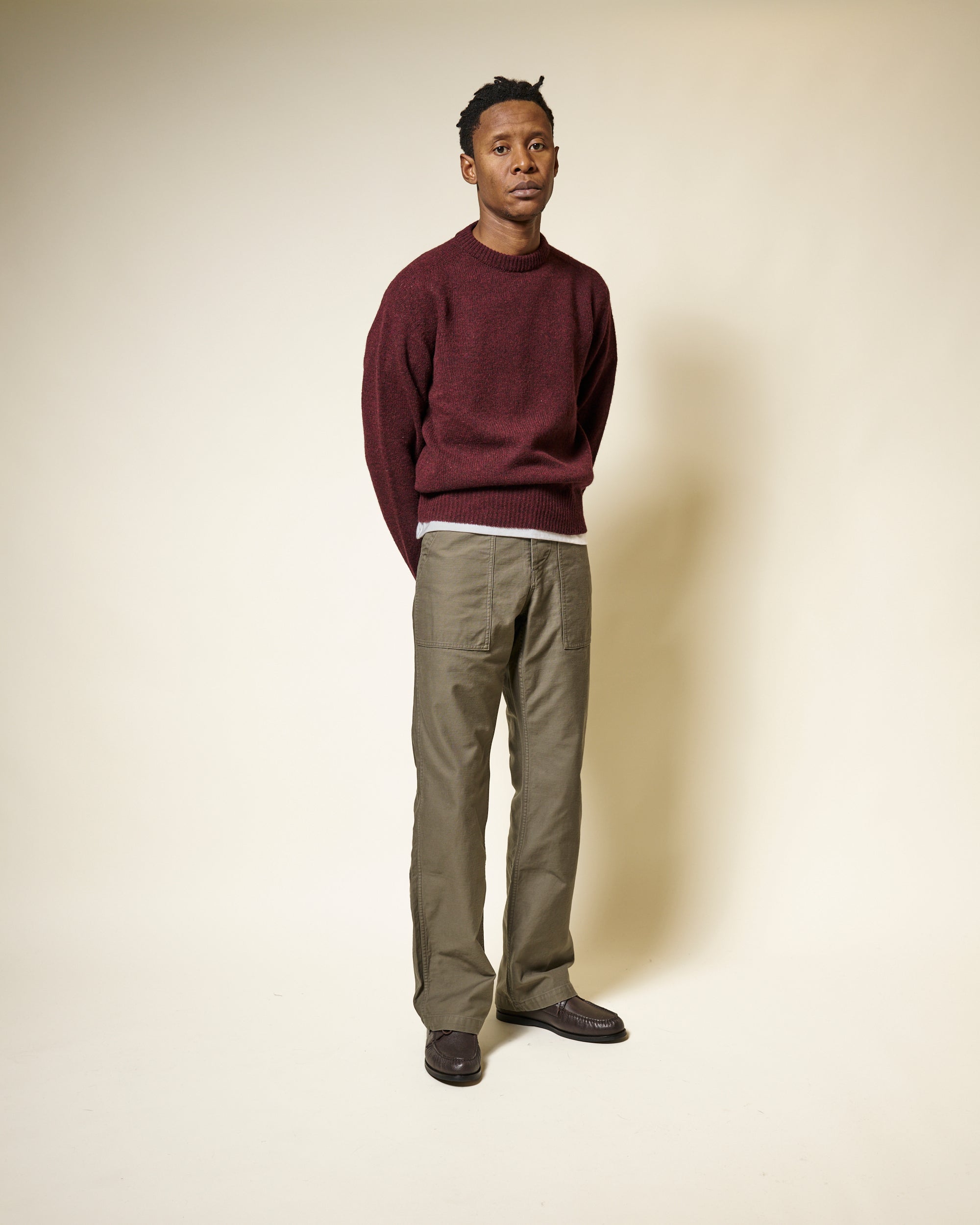 Shetland Wool Crew Neck Sweater - Beetroot