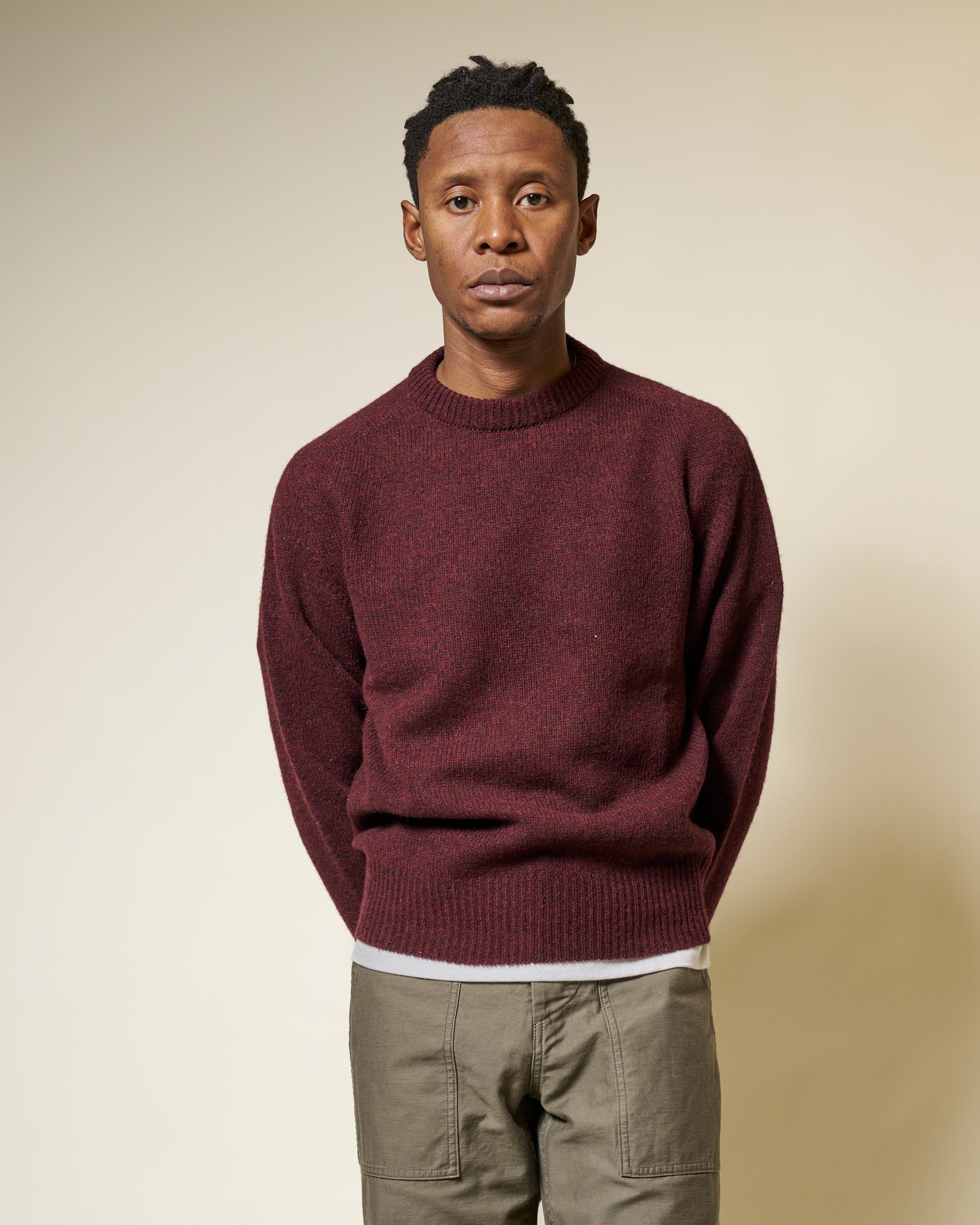 Shetland Wool Crew Neck Sweater - Beetroot