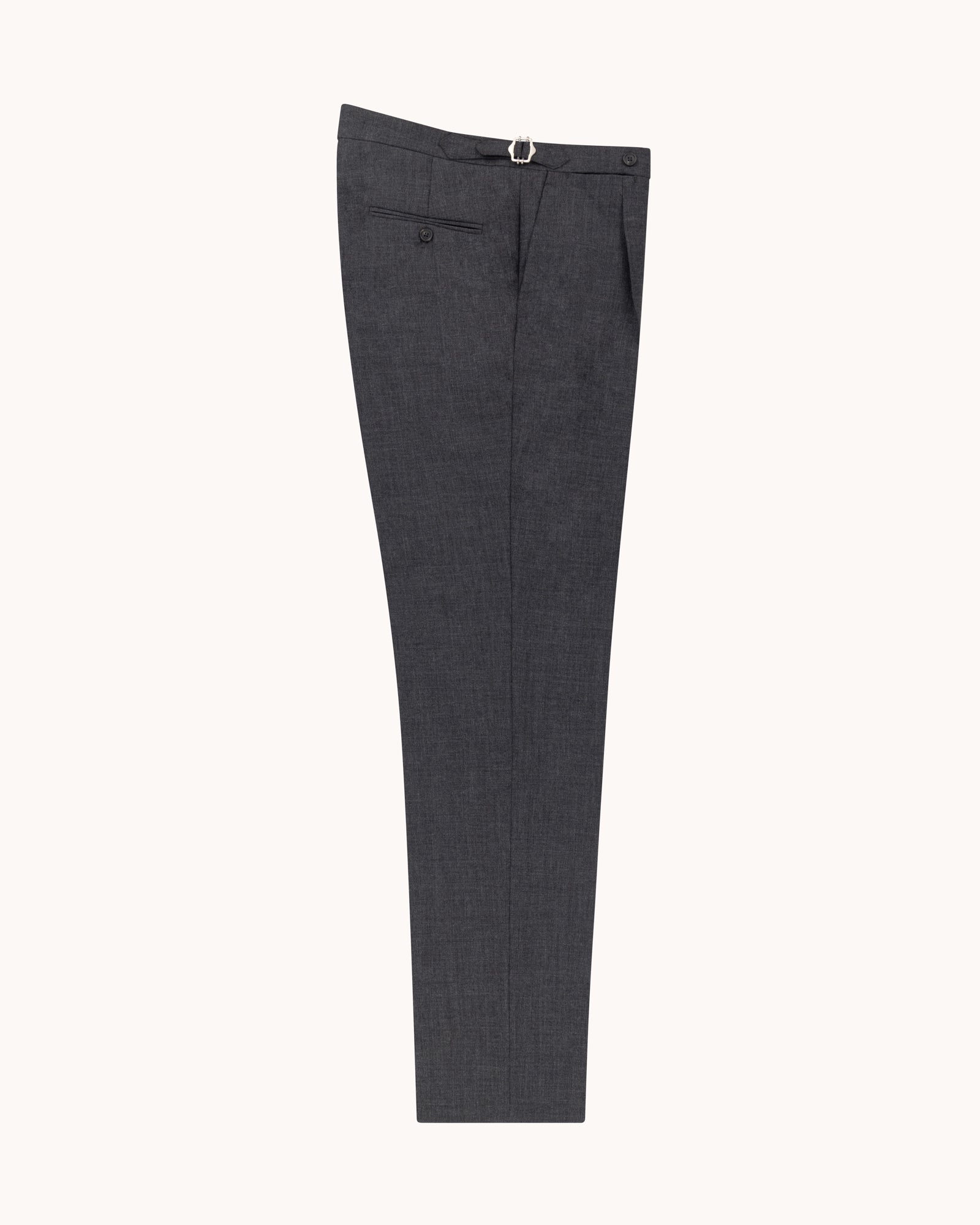Single Pleat Trouser - Charcoal Tropical Wool