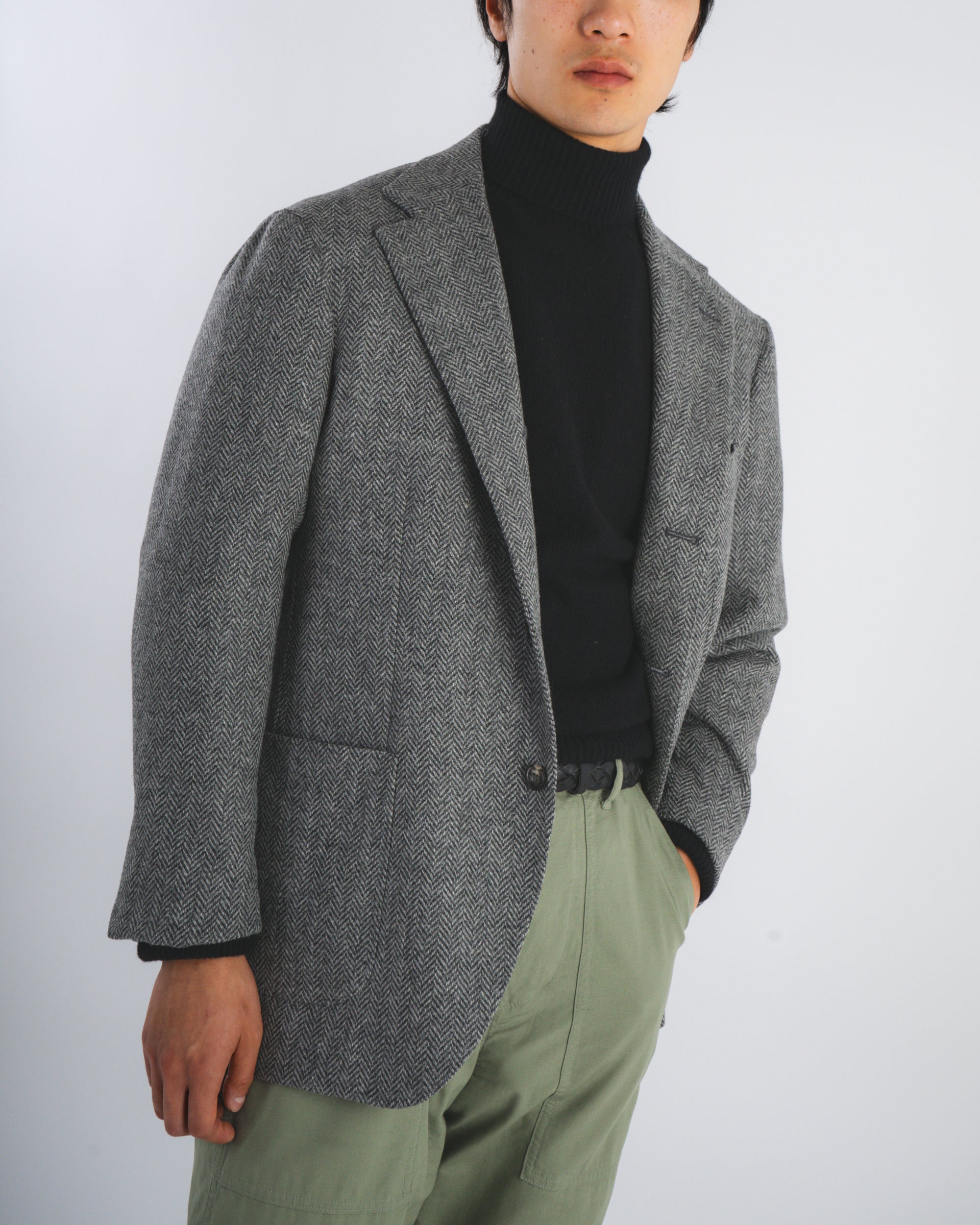 Sport Jacket - Grey Herringbone Wool