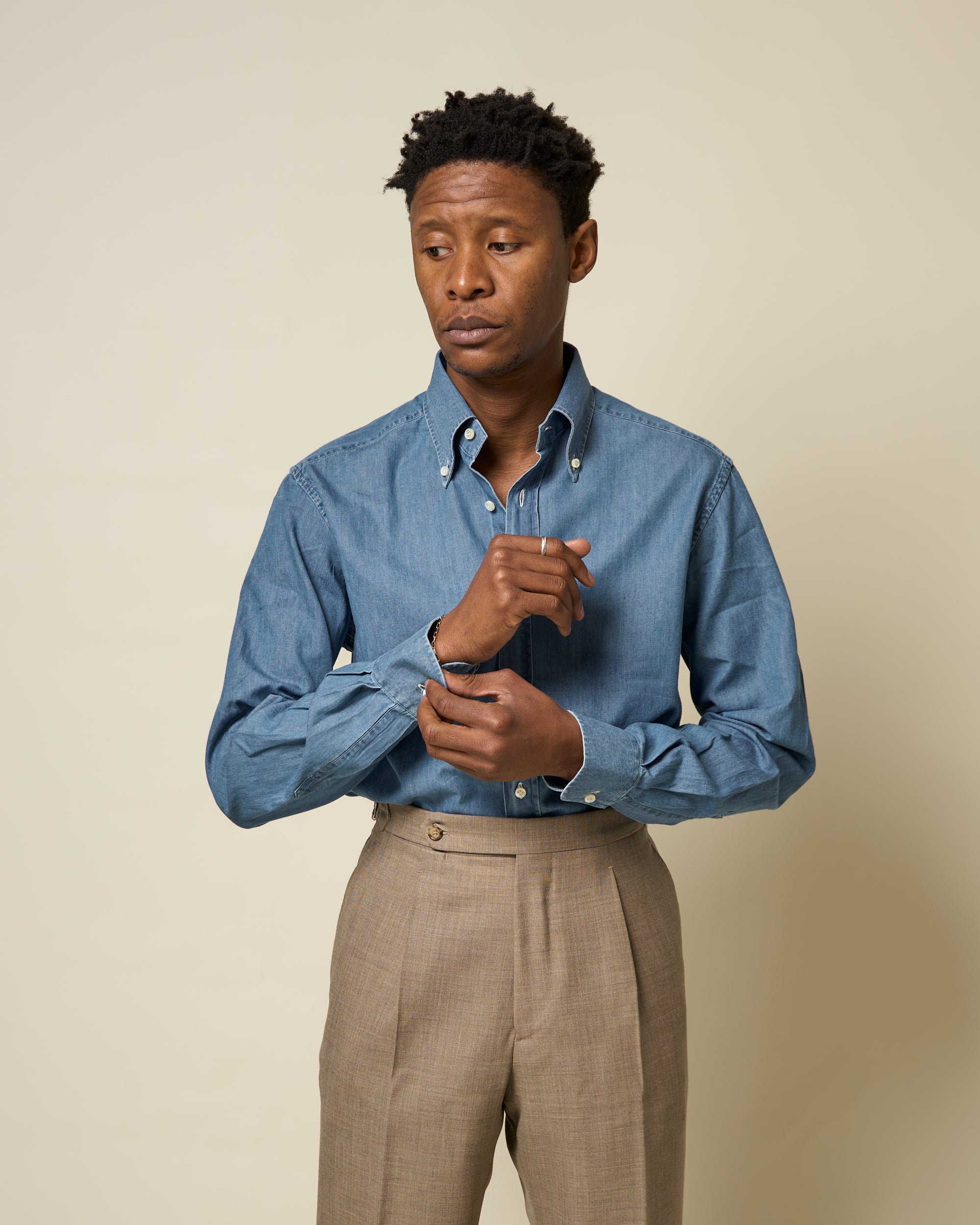 Button Down Collar Shirt - Wash Denim