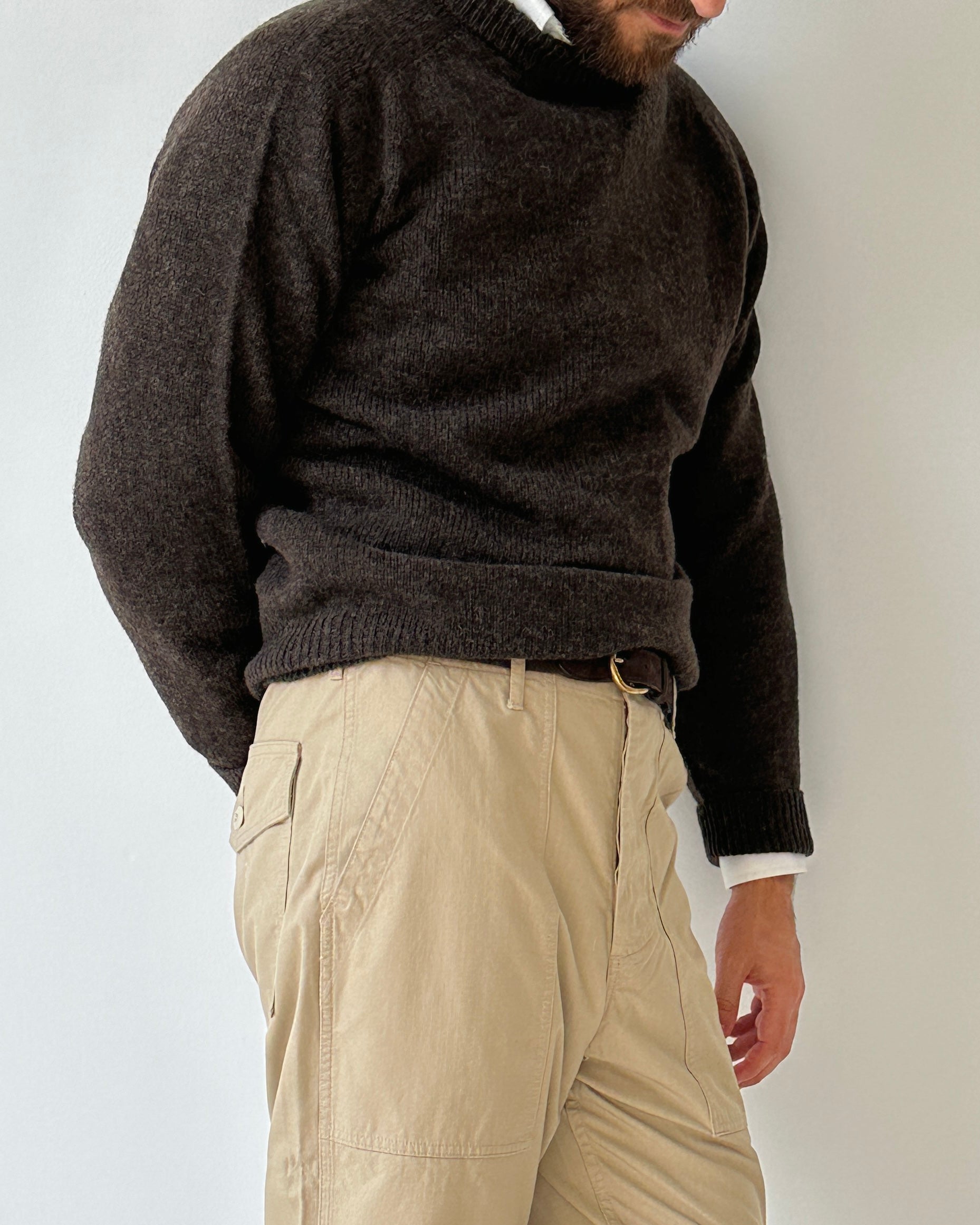 Shetland Wool Crew Neck Sweater - Mole