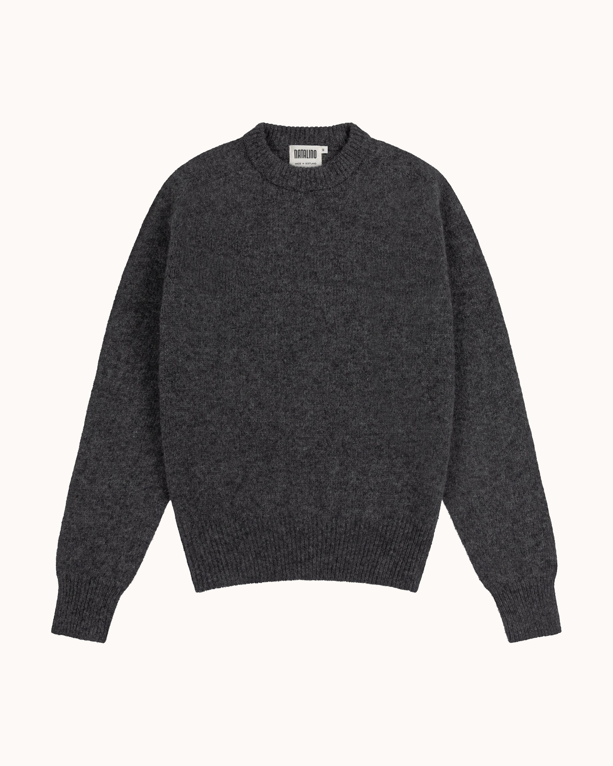 Shetland Wool Crew Neck Sweater - Basalt