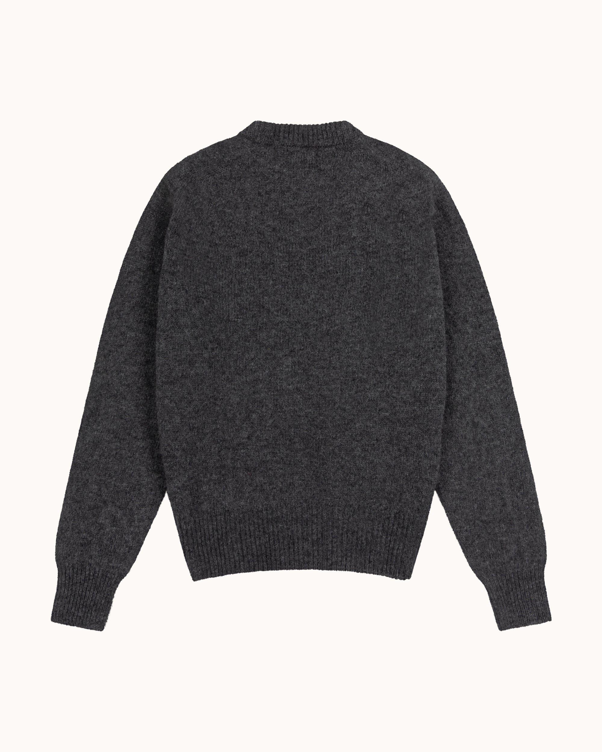 Shetland Wool Crew Neck Sweater - Basalt