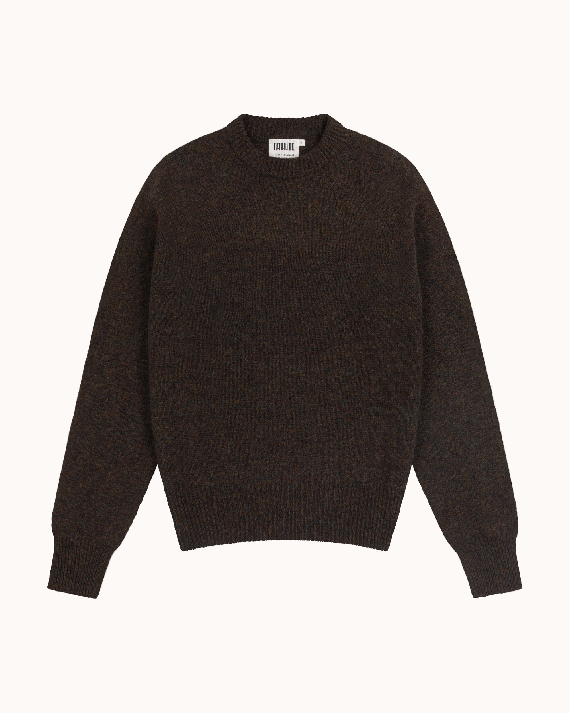 Shetland Wool Crew Neck Sweater - Carob