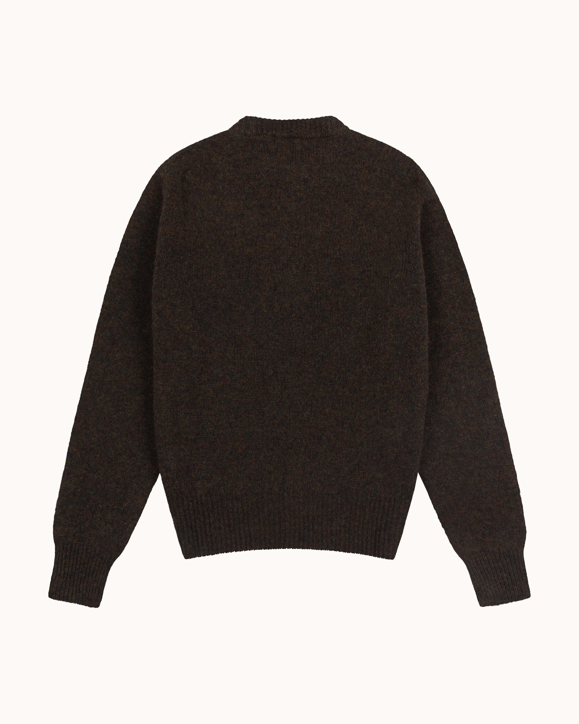 Shetland Wool Crew Neck Sweater - Carob