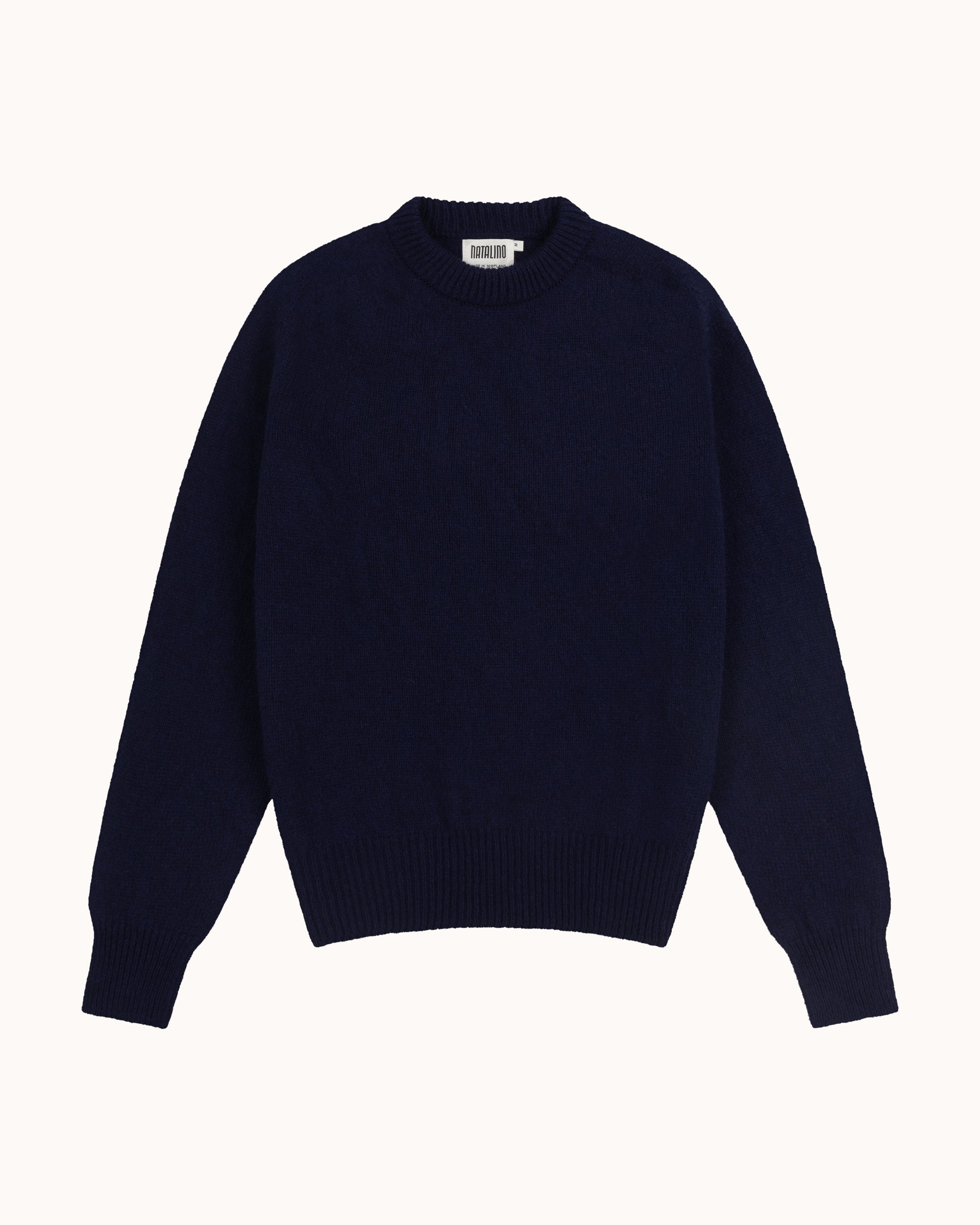 Shetland Wool Crew Neck Sweater - Navy