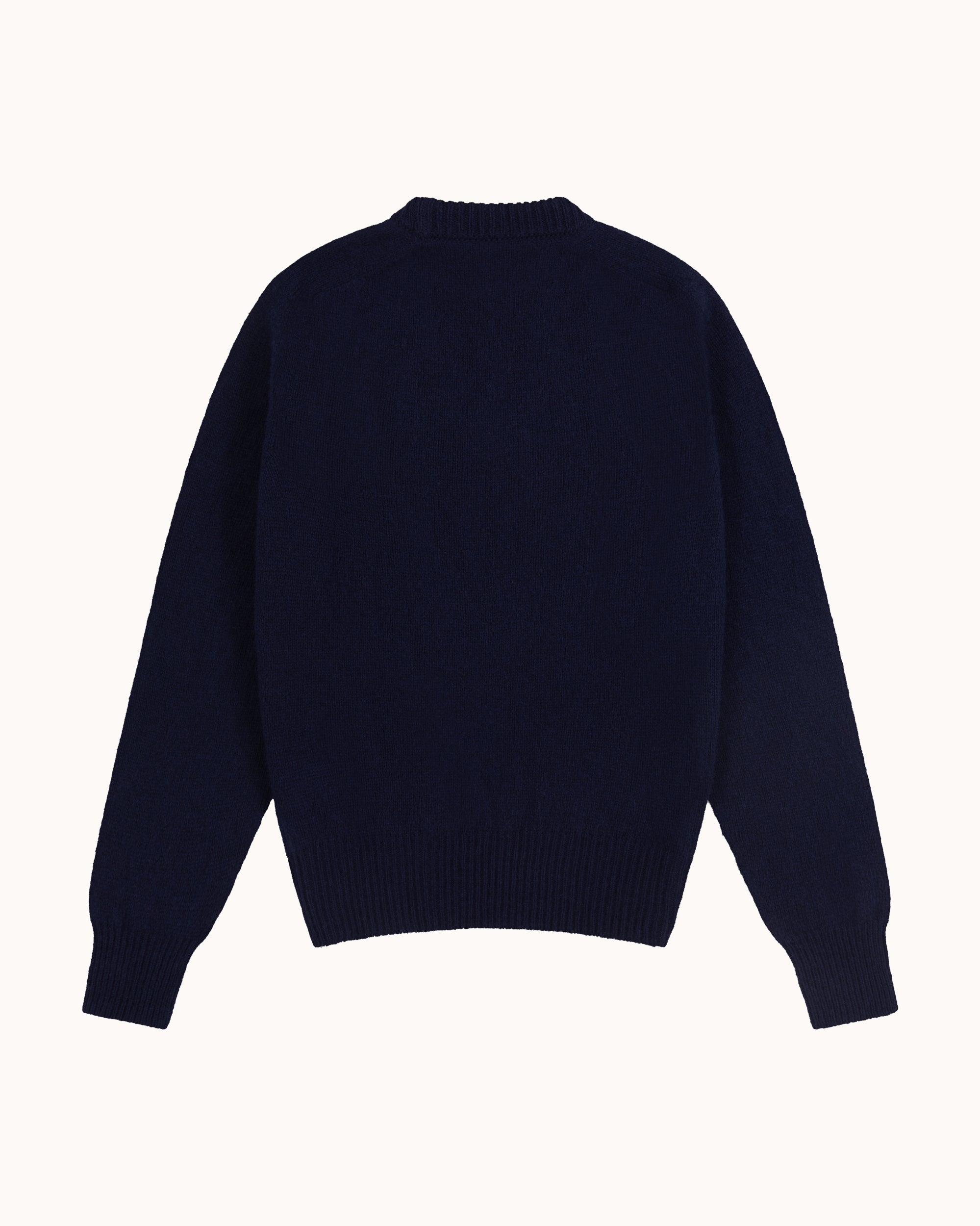 Shetland Wool Crew Neck Sweater - Navy