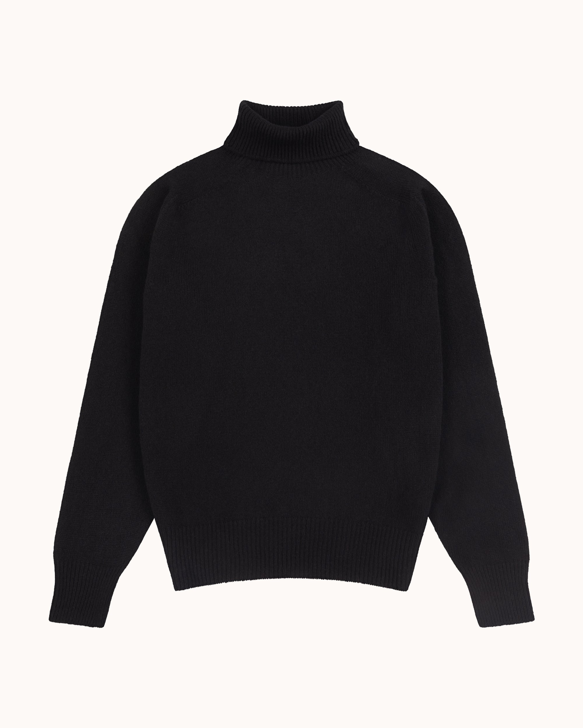 Lambswool Roll Neck Sweater - Black