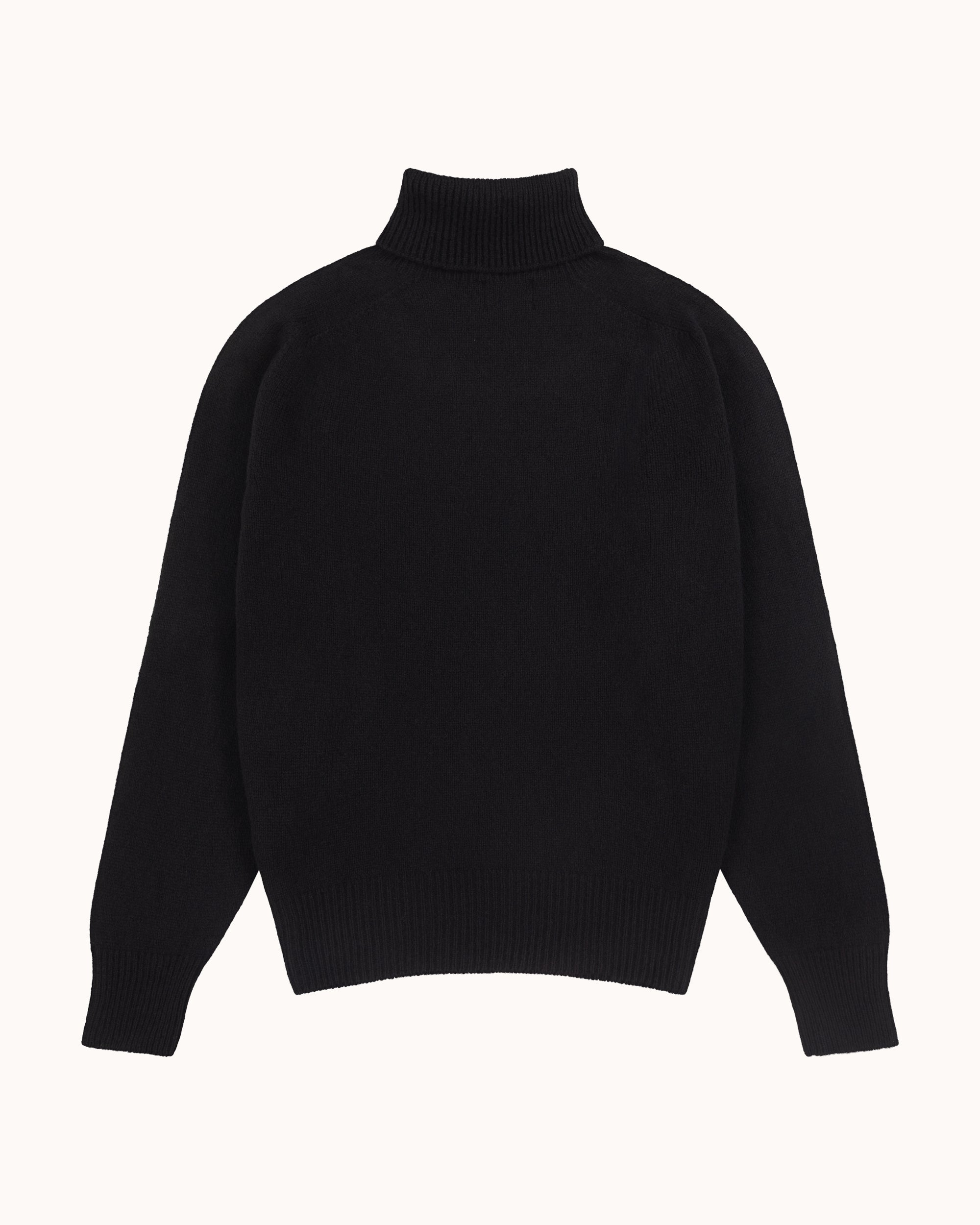 Lambswool Roll Neck Sweater - Black