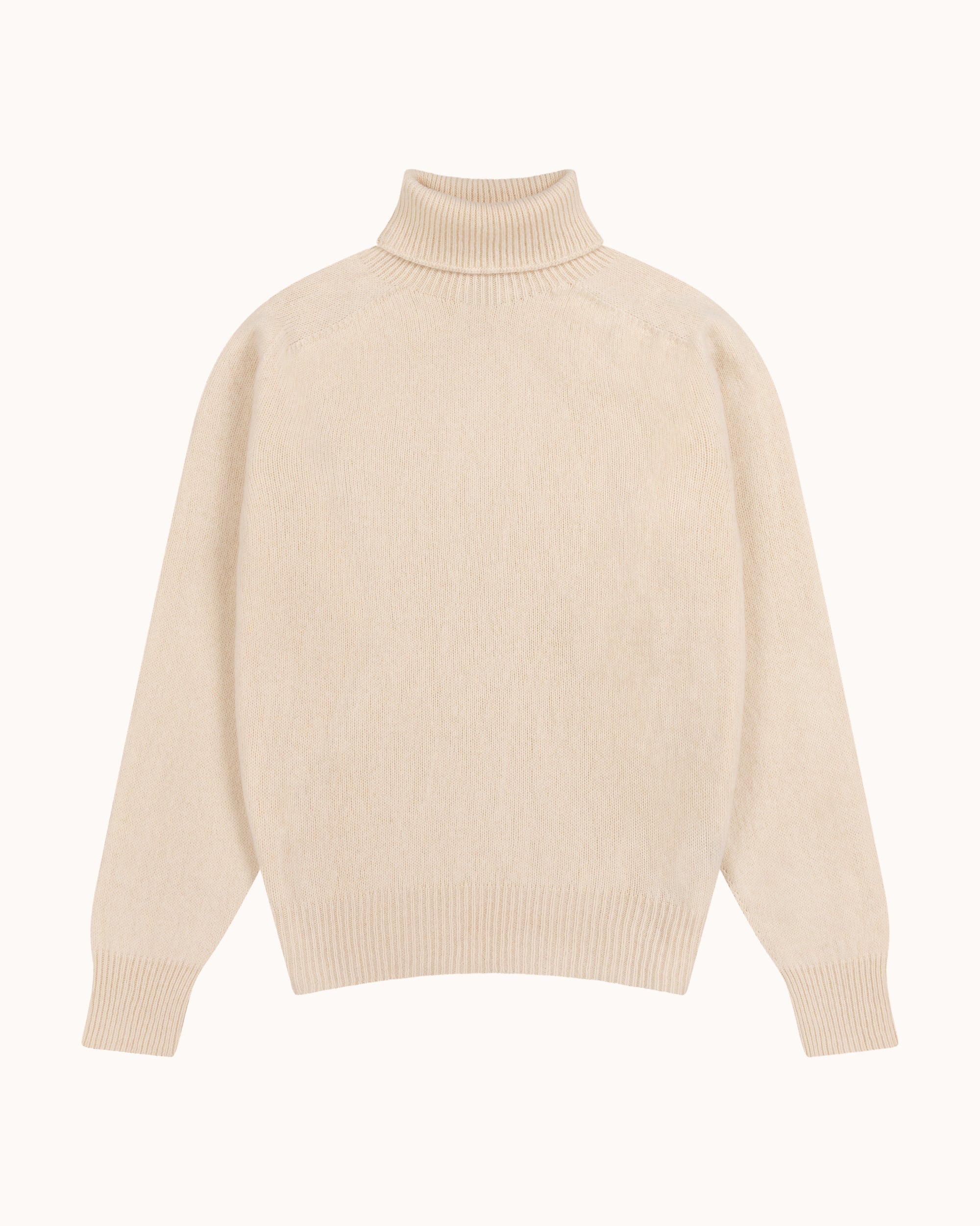 Lambswool Roll Neck Sweater - Chalk