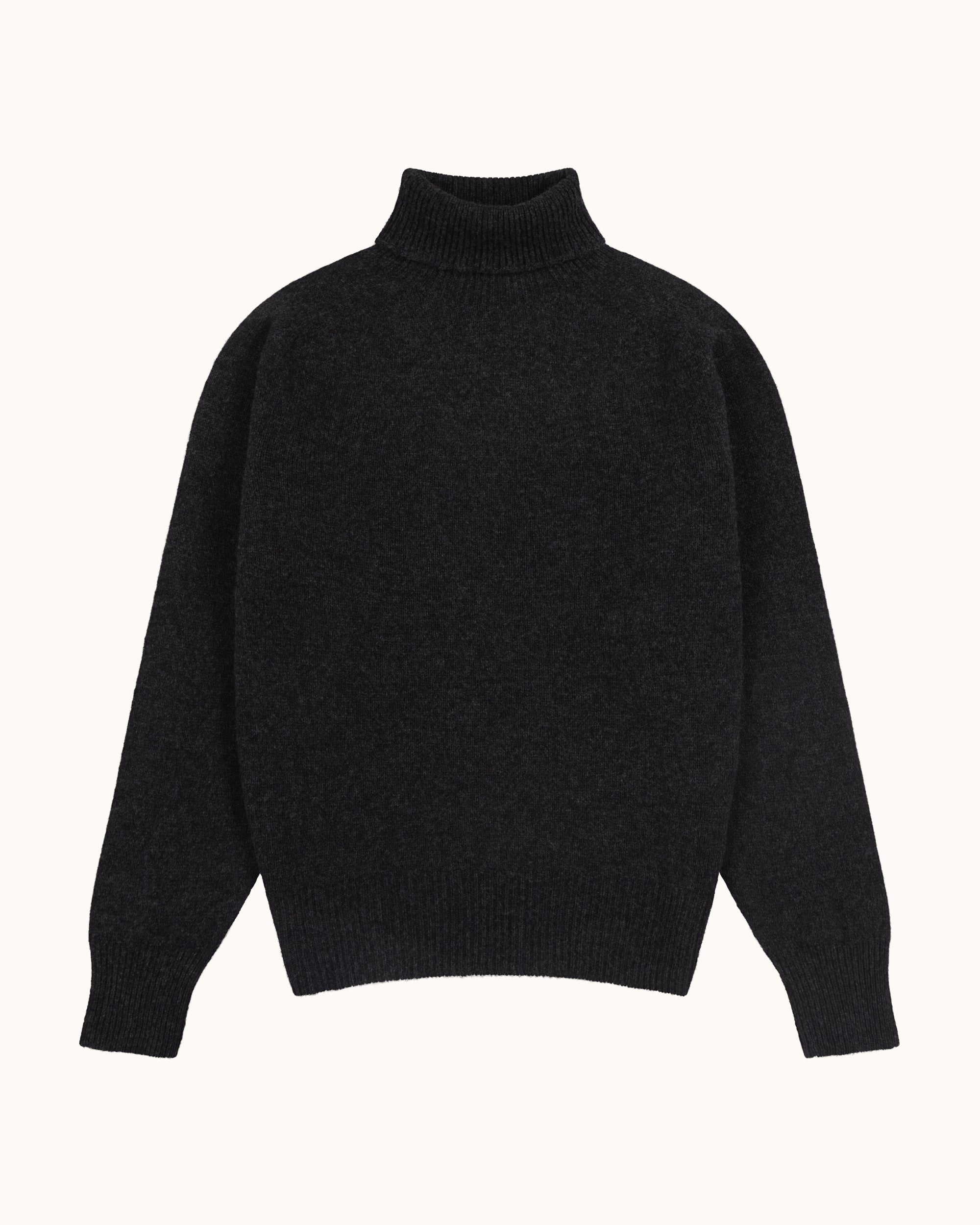 Lambswool Roll Neck Sweater - Charcoal