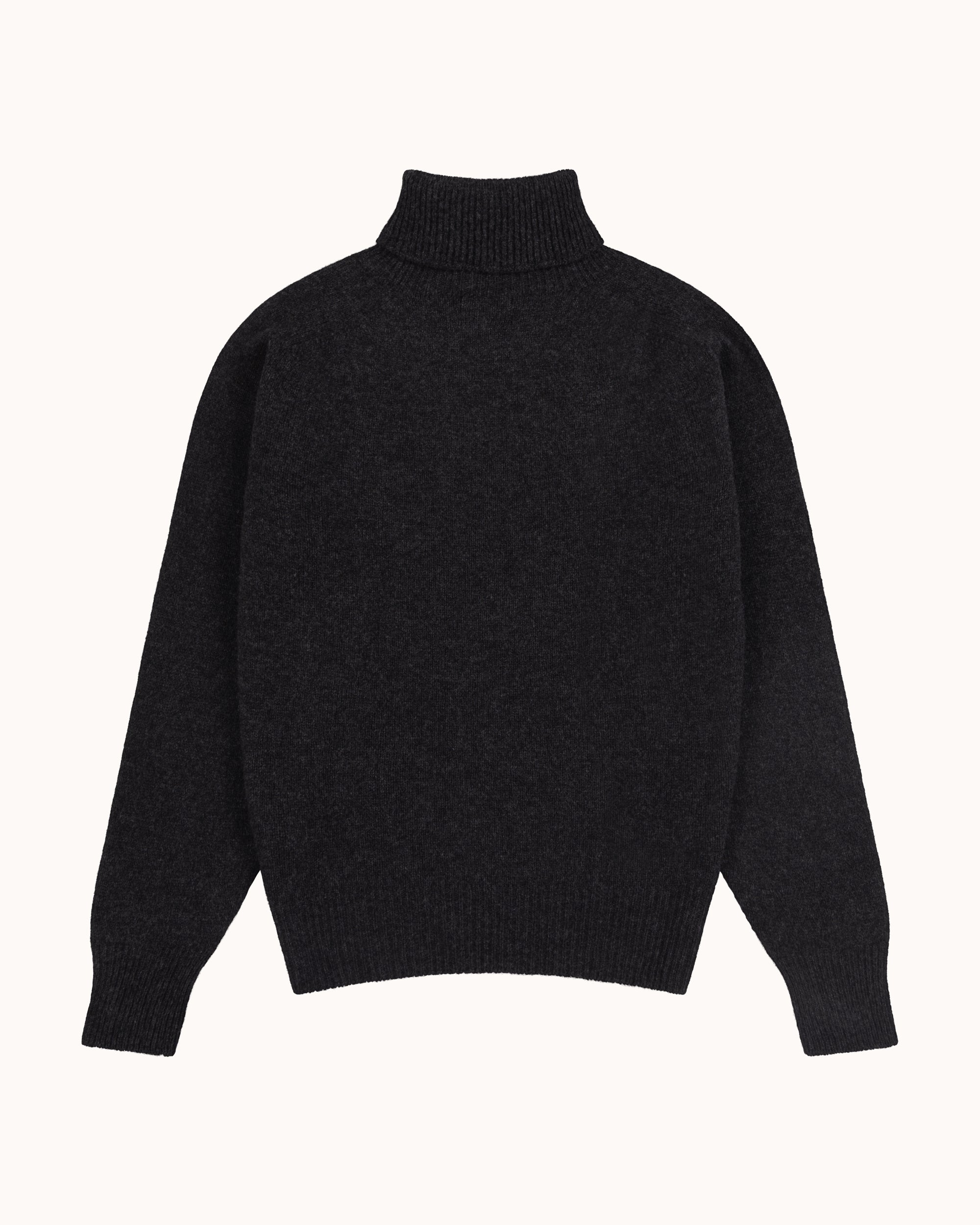 Lambswool Roll Neck Sweater - Charcoal