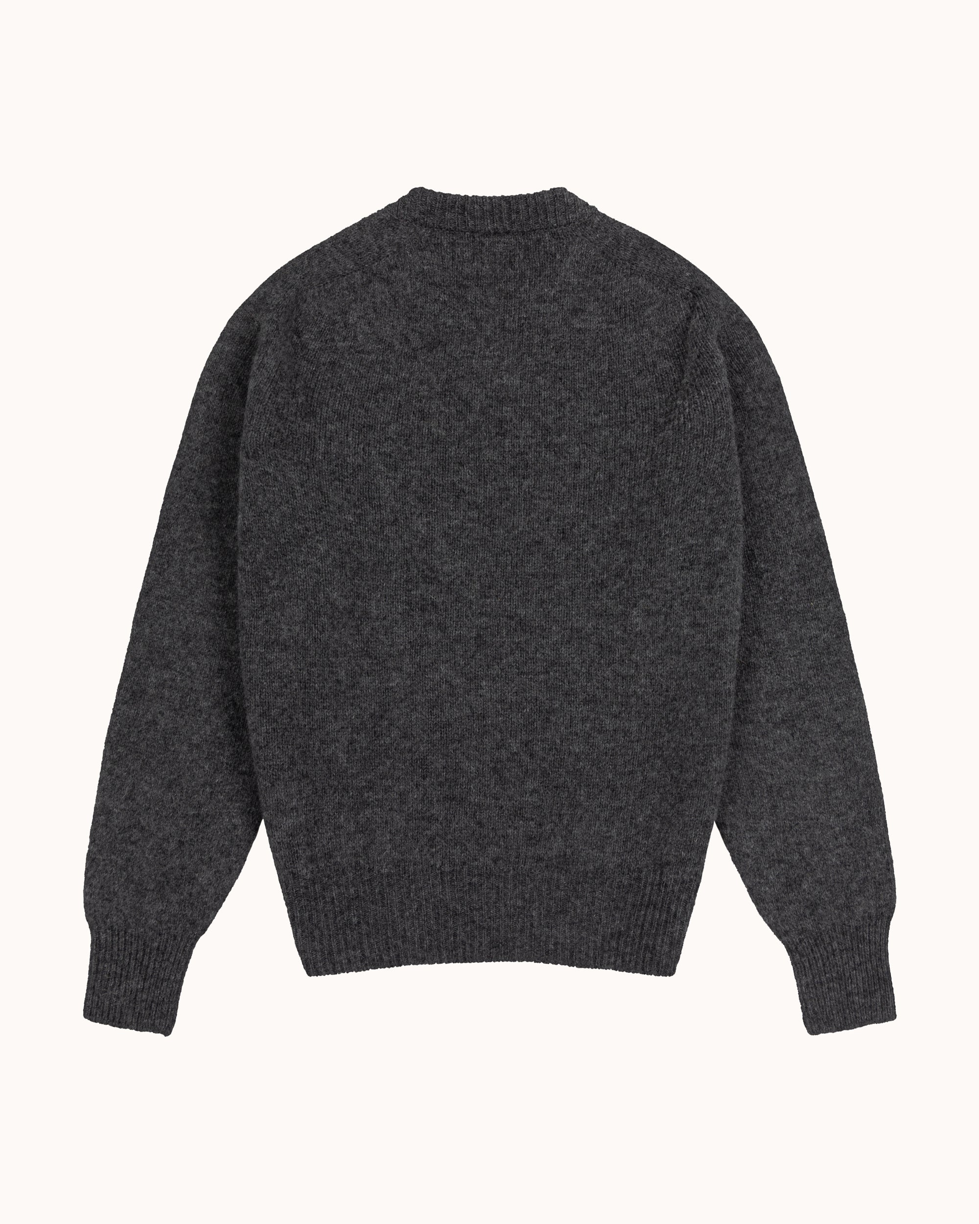 Shetland Wool V-Neck Sweater - Basalt