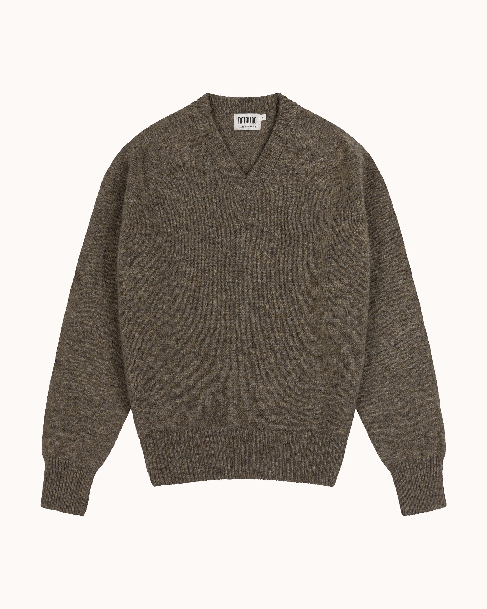 Shetland Wool V-Neck Sweater - Fossil