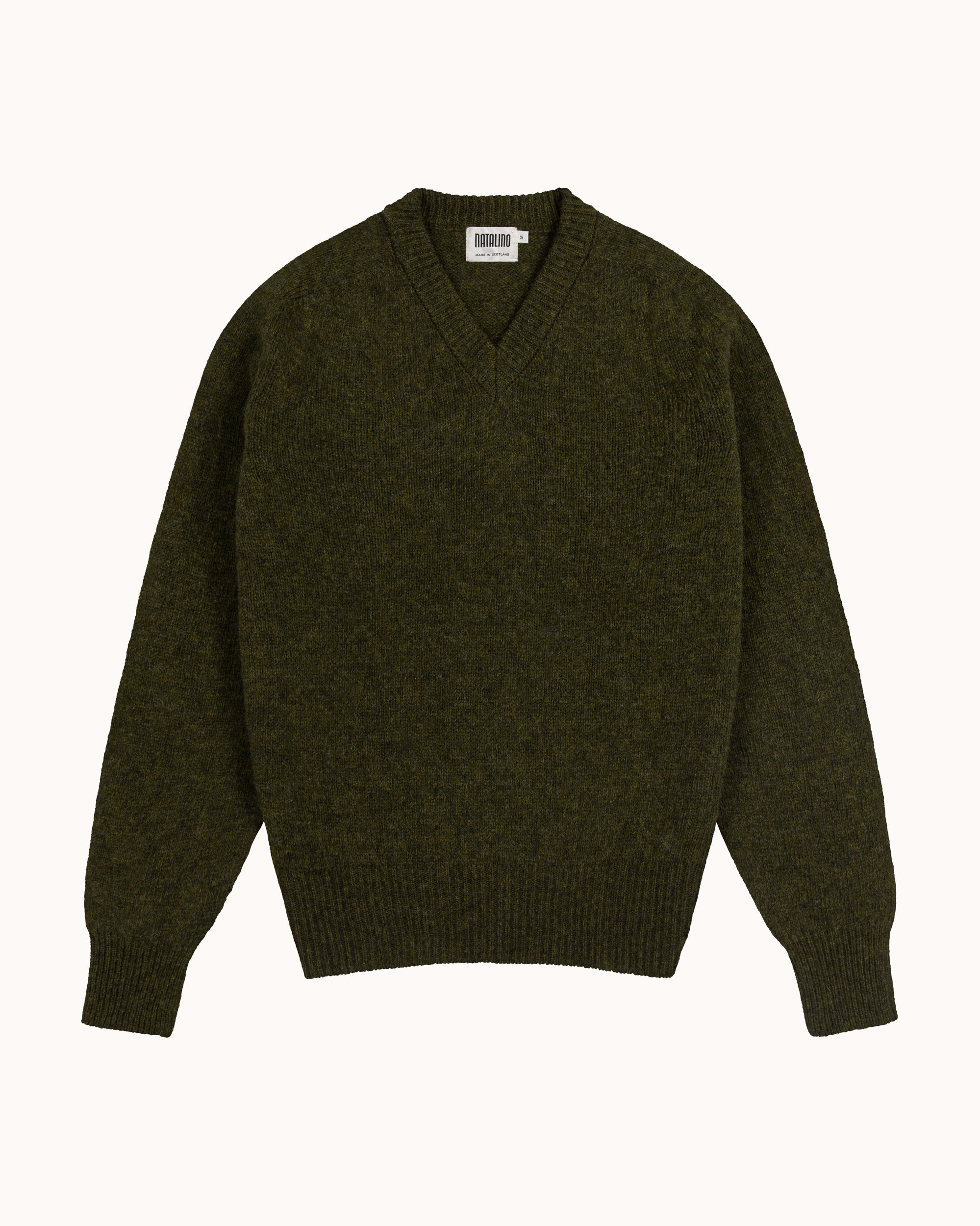 Shetland Wool V-Neck Sweater - Scots Pine
