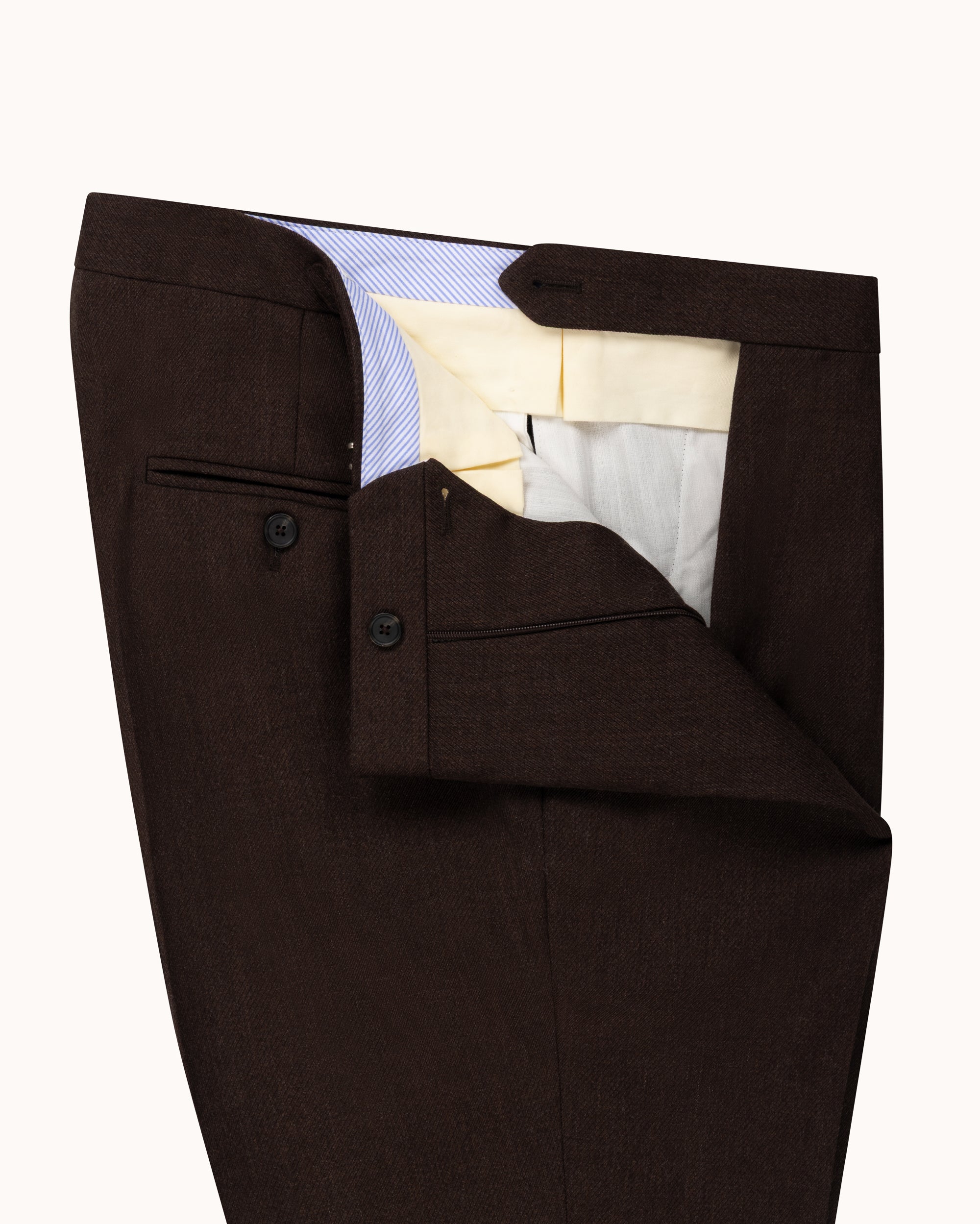 Single Pleat Trouser - Brown Wool Cavalry Twill