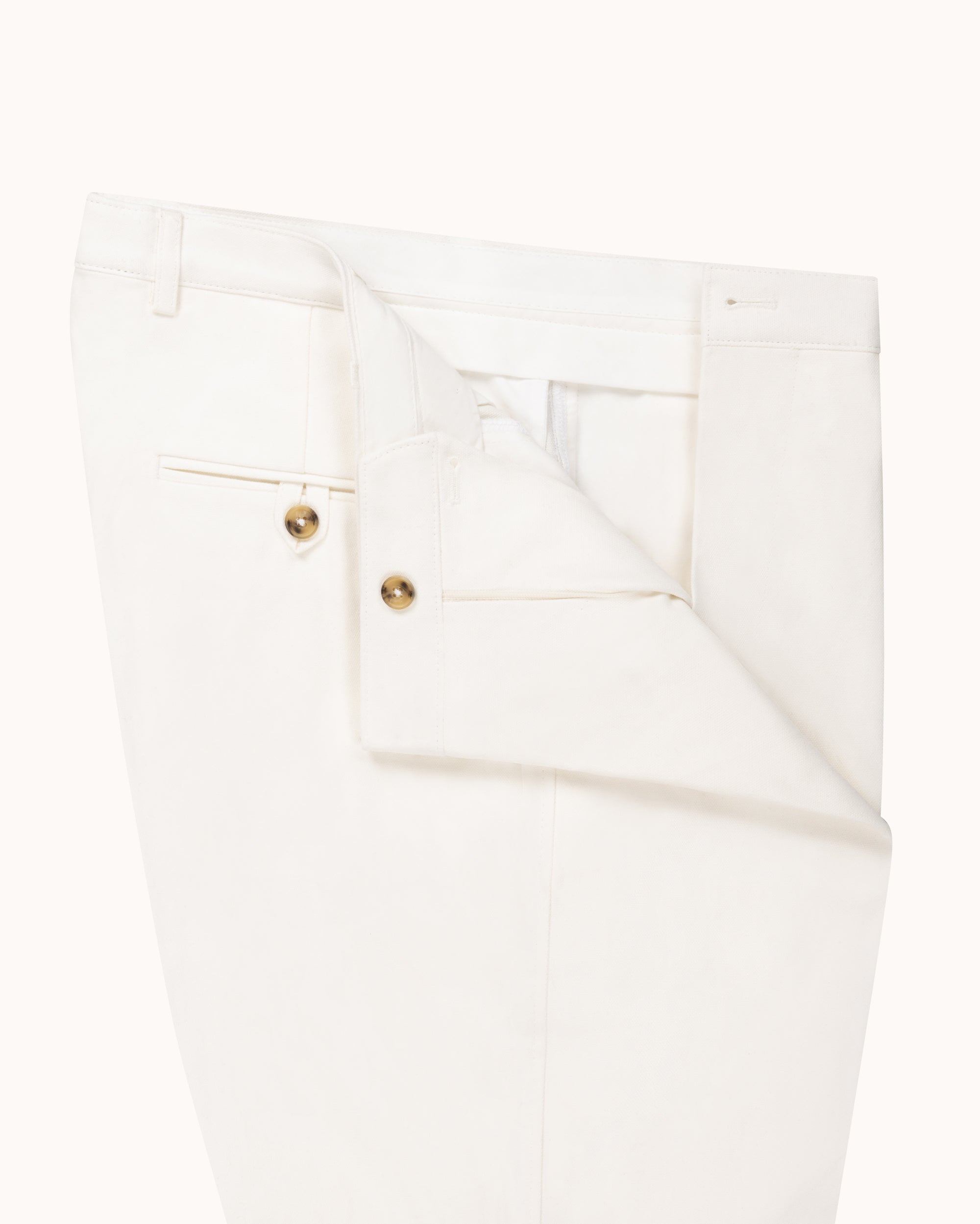 Relaxed Single Pleat Trouser - Off-White Cotton Canvas