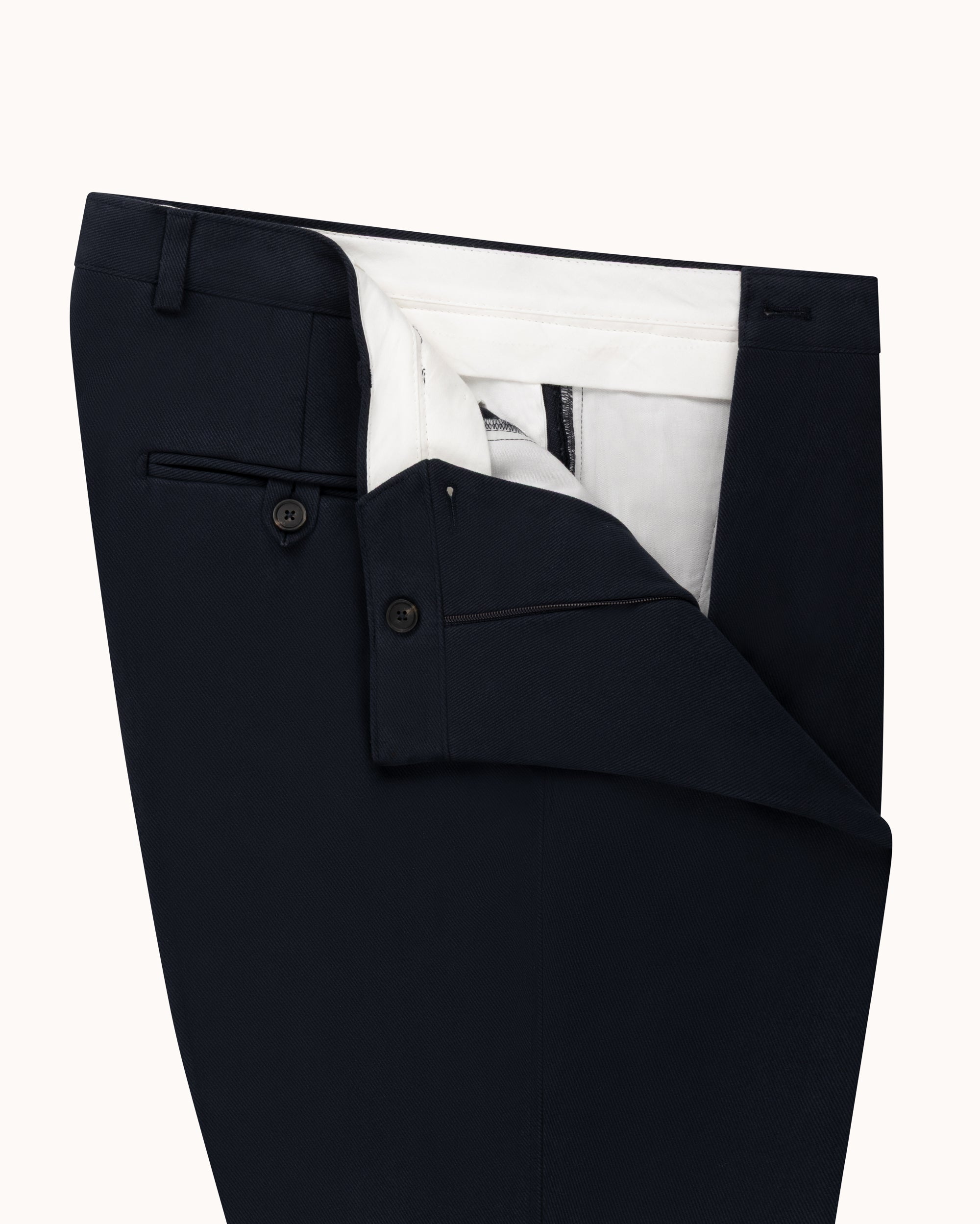 Relaxed Single Pleat Trouser - Navy Cotton Drill