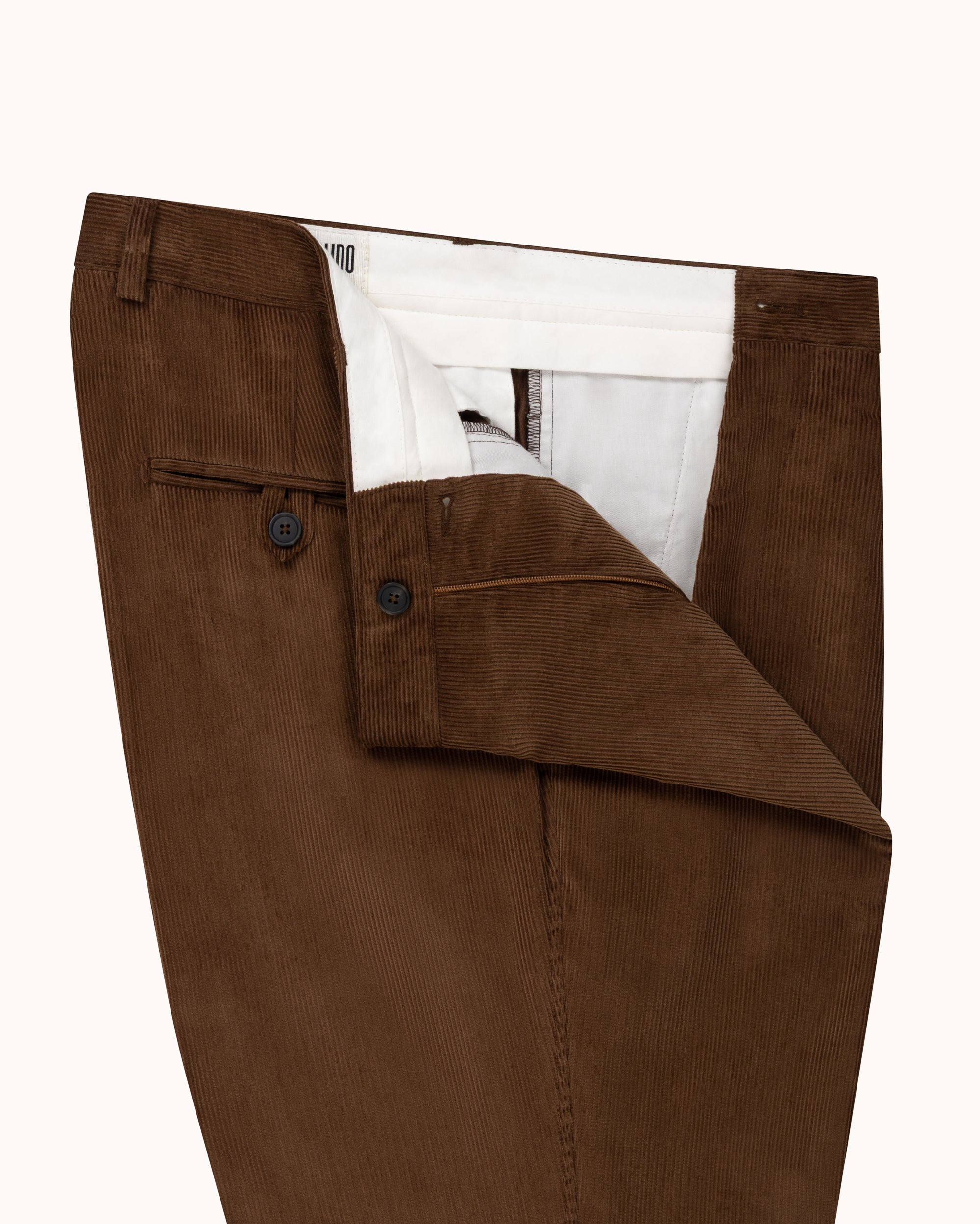 Relaxed Single Pleat Trouser - Walnut Cotton Corduroy