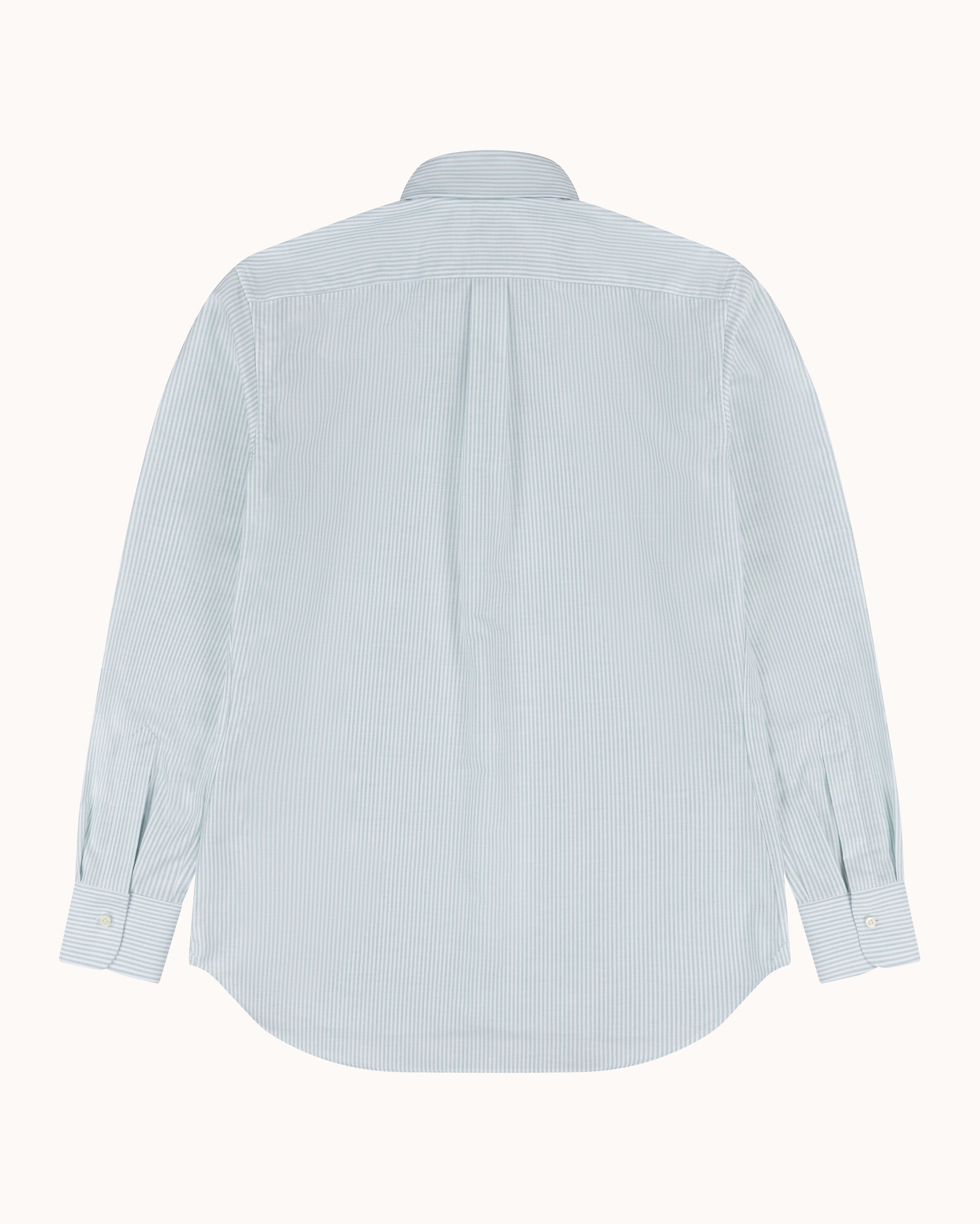 Button Down Collar Shirt - Green Stripe Oxford Cotton
