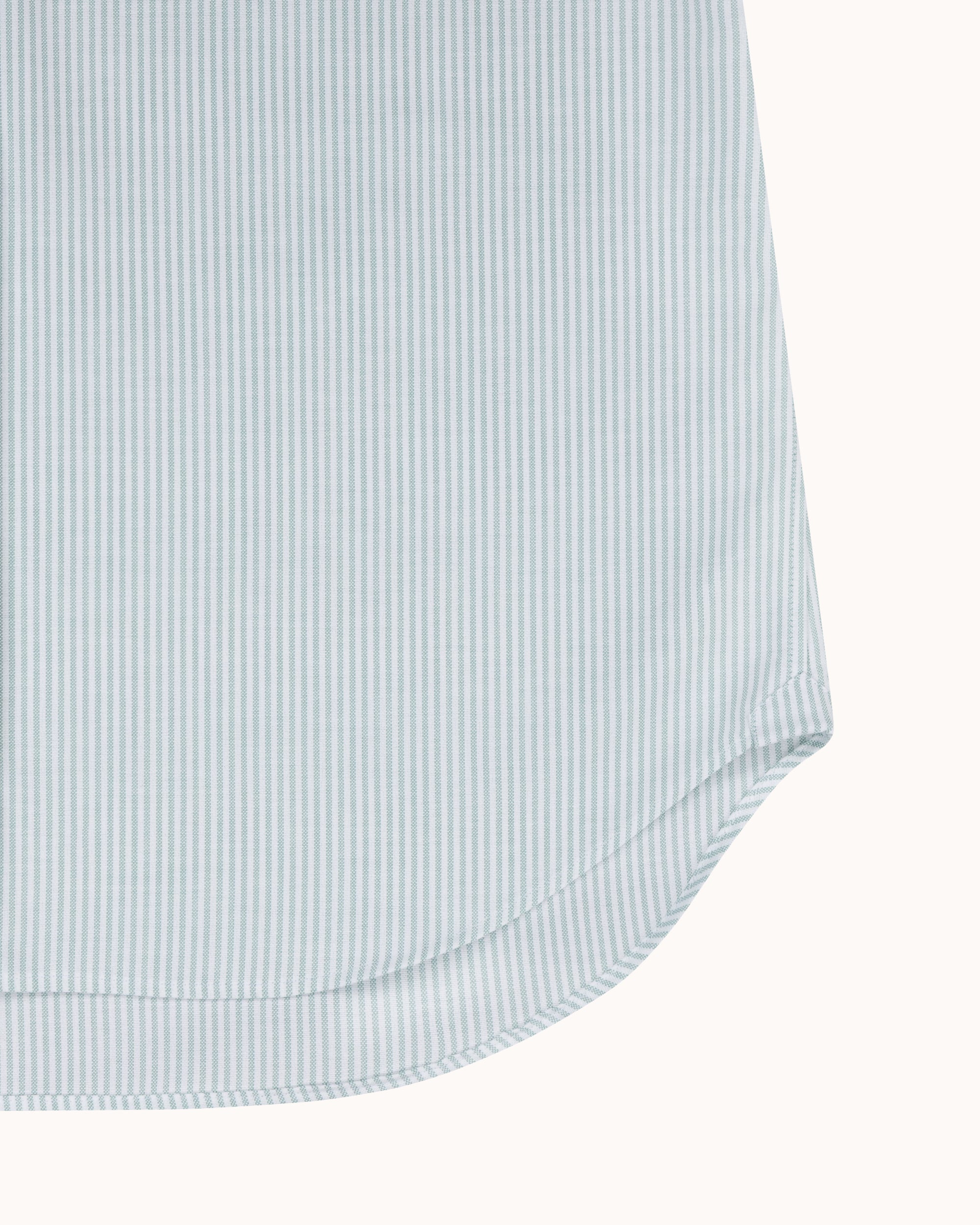 Button Down Collar Shirt - Green Stripe Oxford Cotton