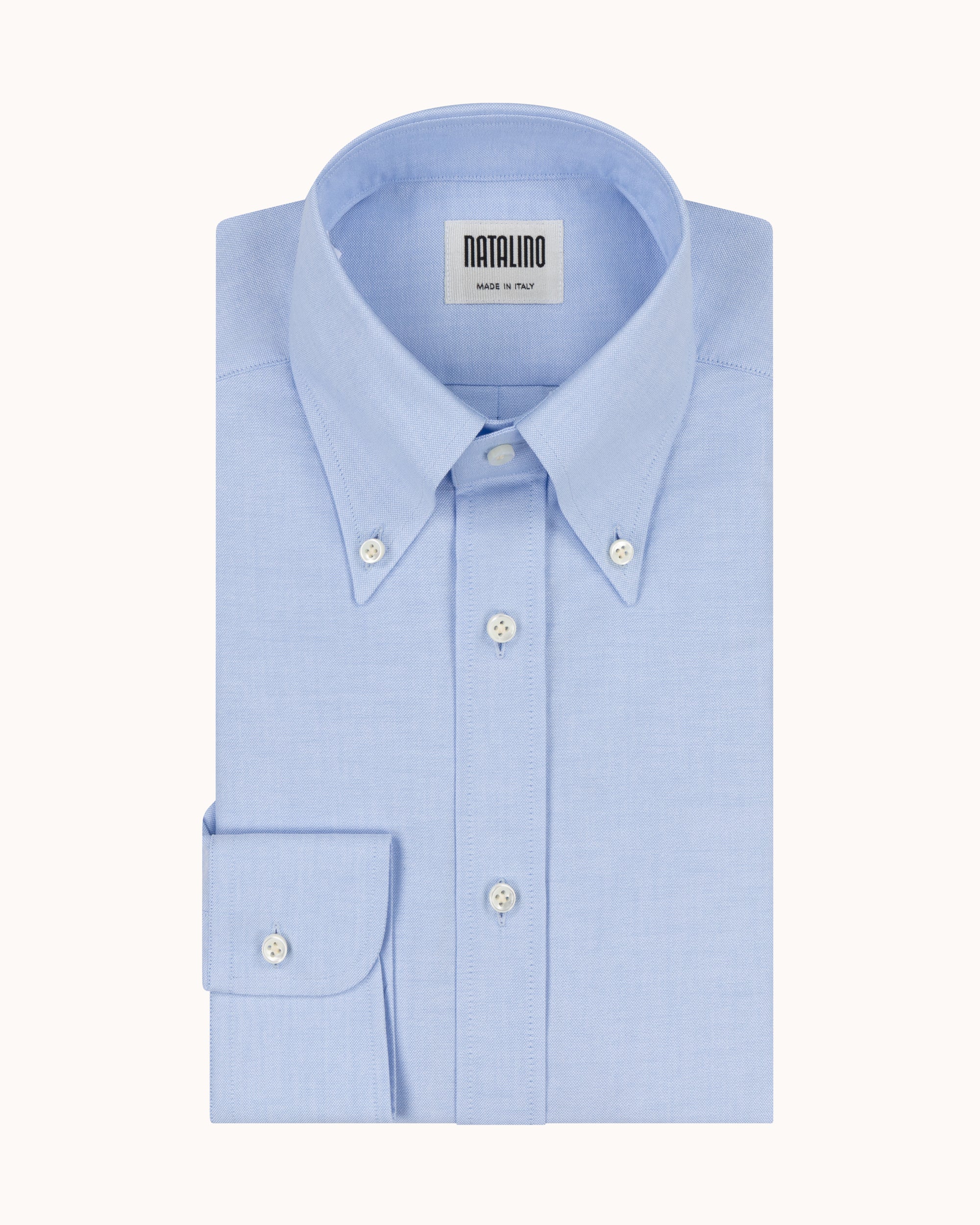 Button Down Collar Shirt - Blue Oxford Cotton Natalino Button Down Collar Shirt - Blue Oxford Cotton Natalino