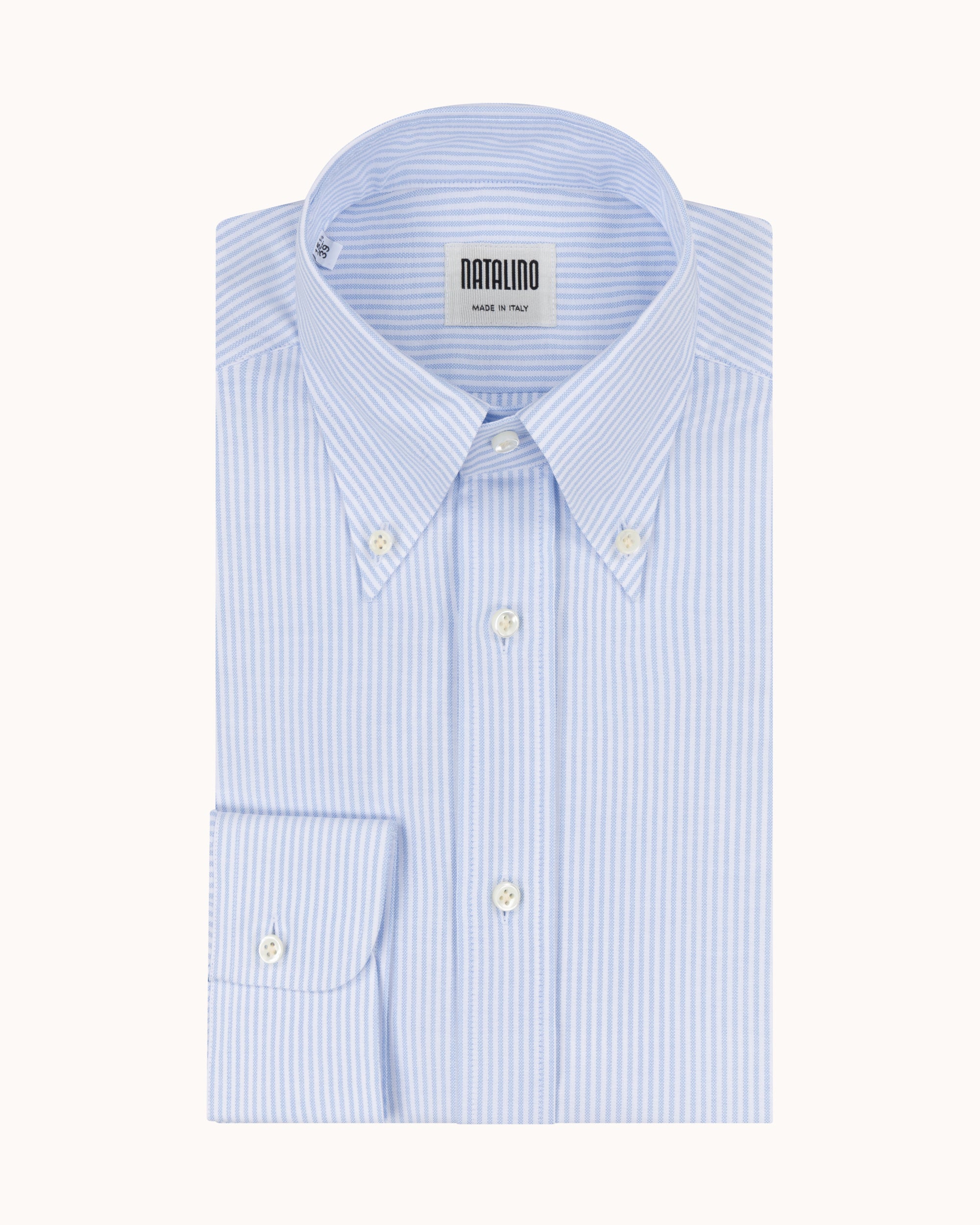 Button Down Collar Shirt - Blue Stripe Oxford Cotton