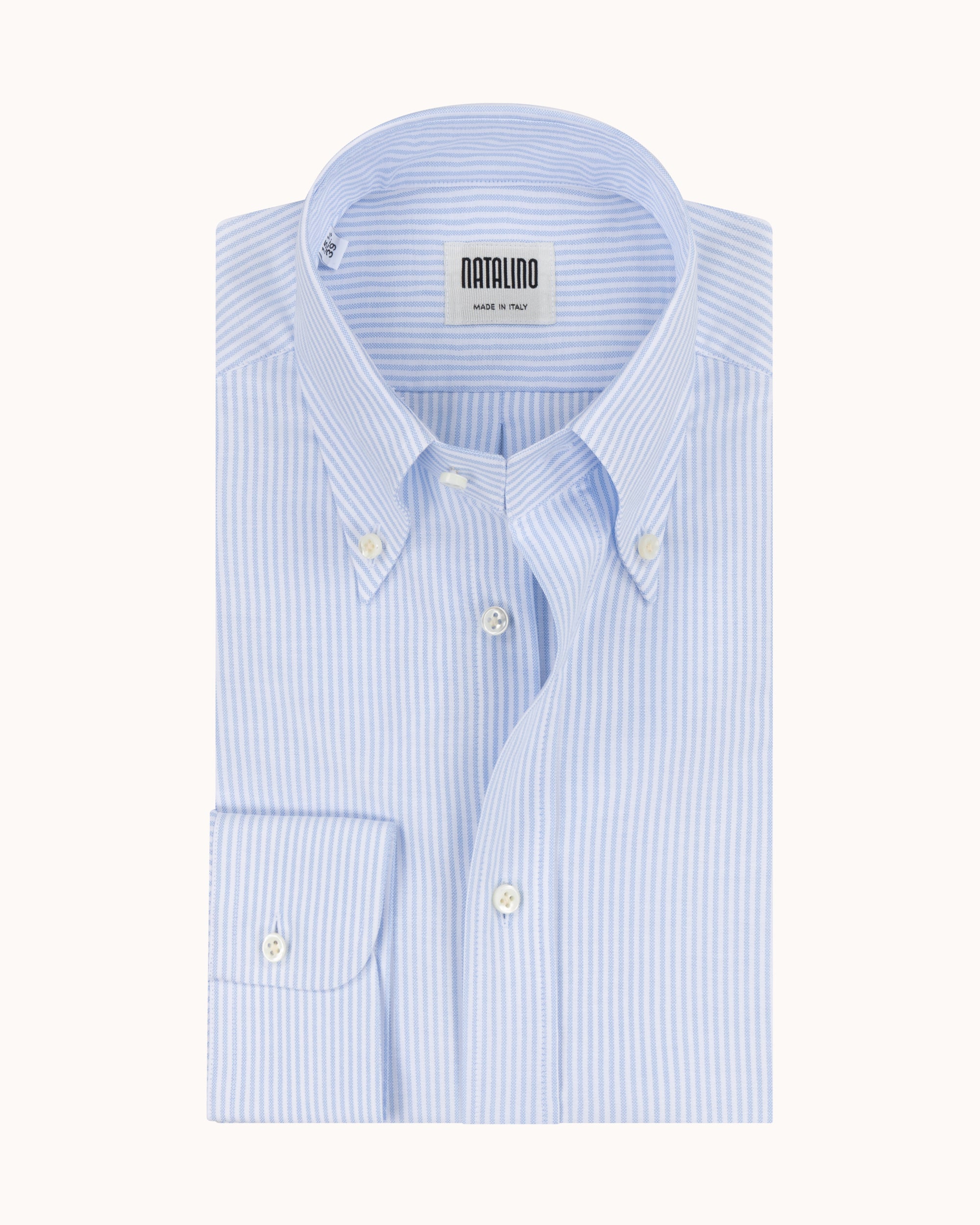 Button Down Collar Shirt - Blue Stripe Oxford Cotton