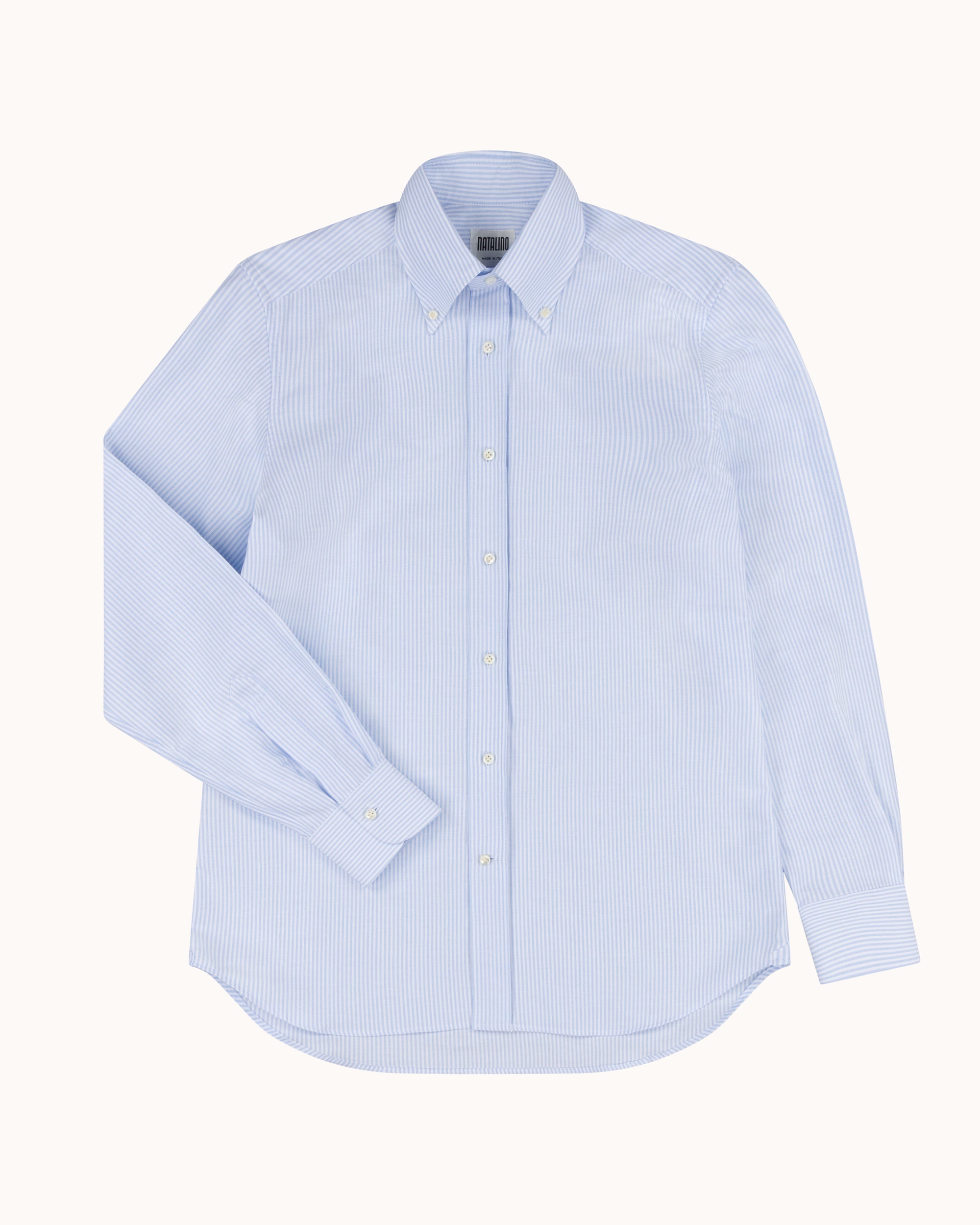 Button Down Collar Shirt - Blue Stripe Oxford Cotton