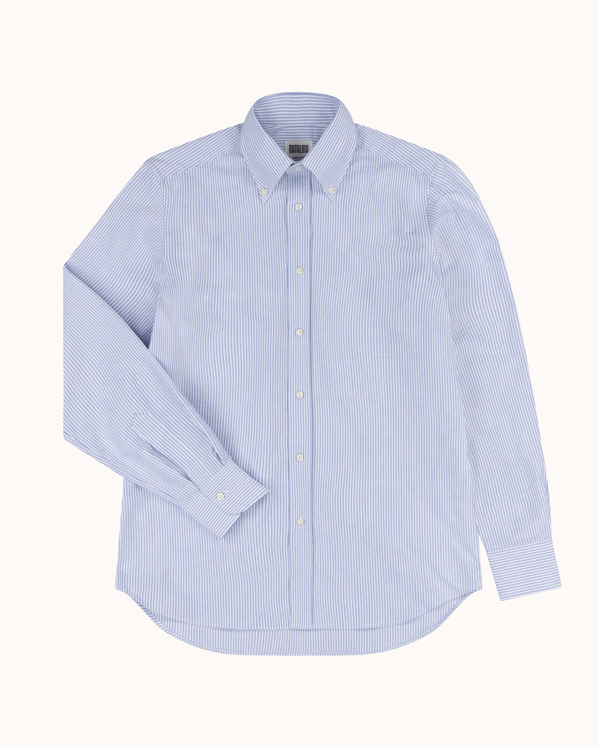 Button Down Collar Shirt - Dark Blue Stripe Oxford Cotton