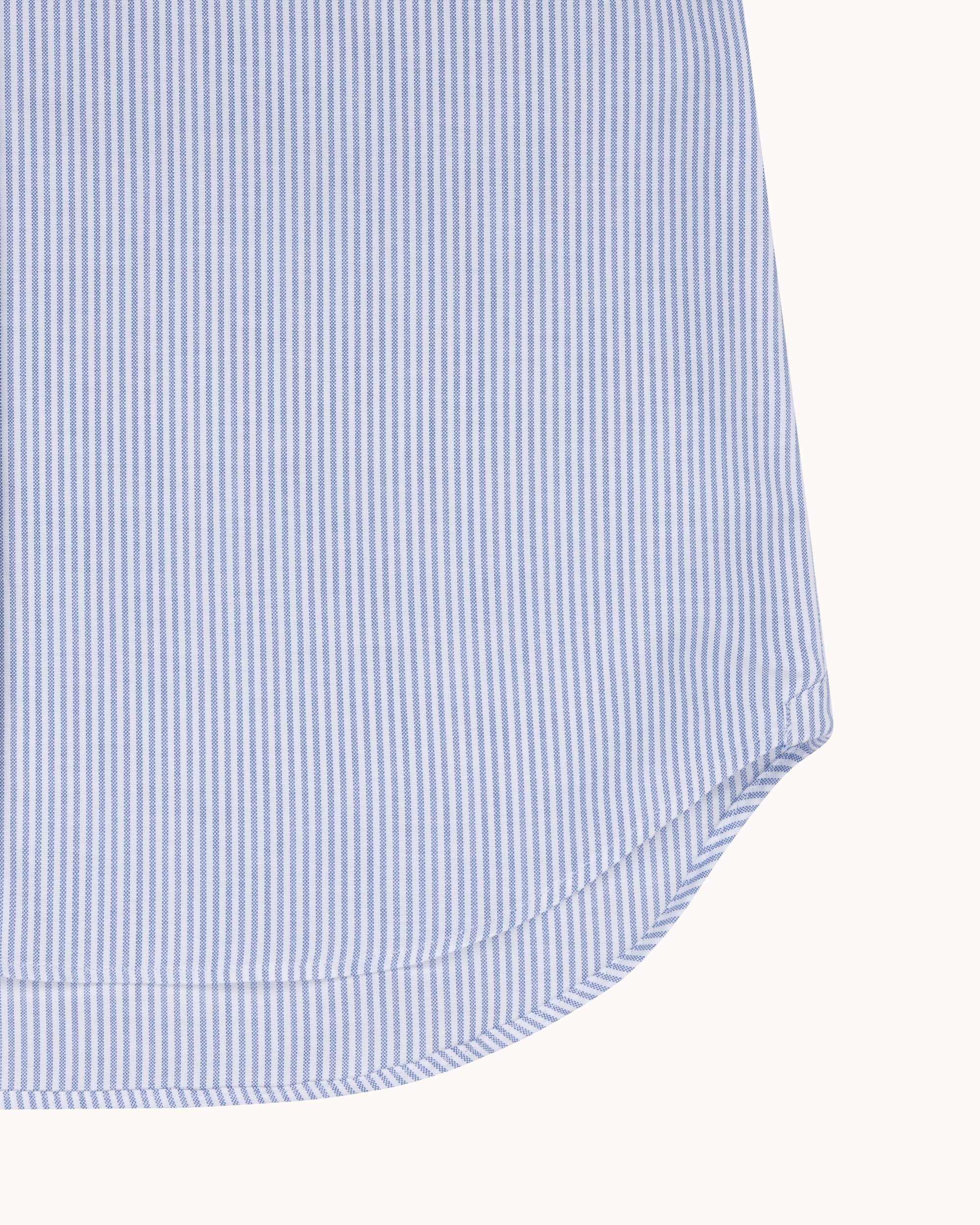 Button Down Collar Shirt - Dark Blue Stripe Oxford Cotton
